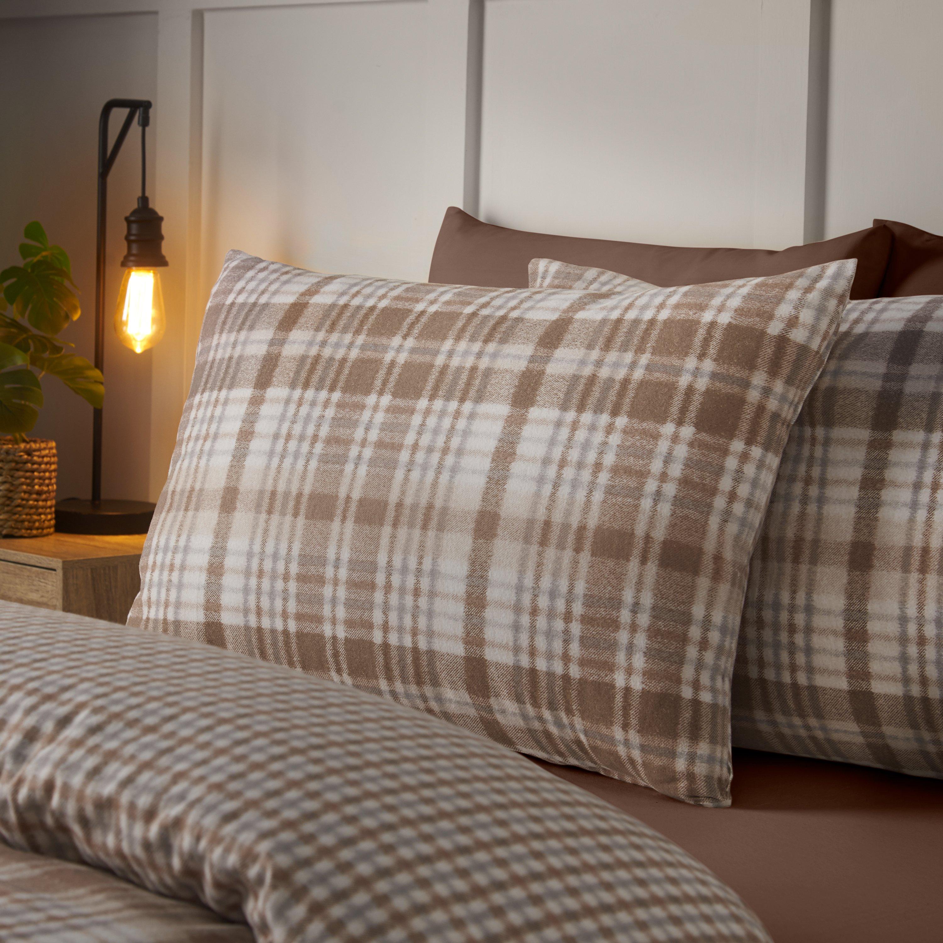 Natural - Catherine Lansfield - Brushed Hamish Check Duvet Cover Set - 3