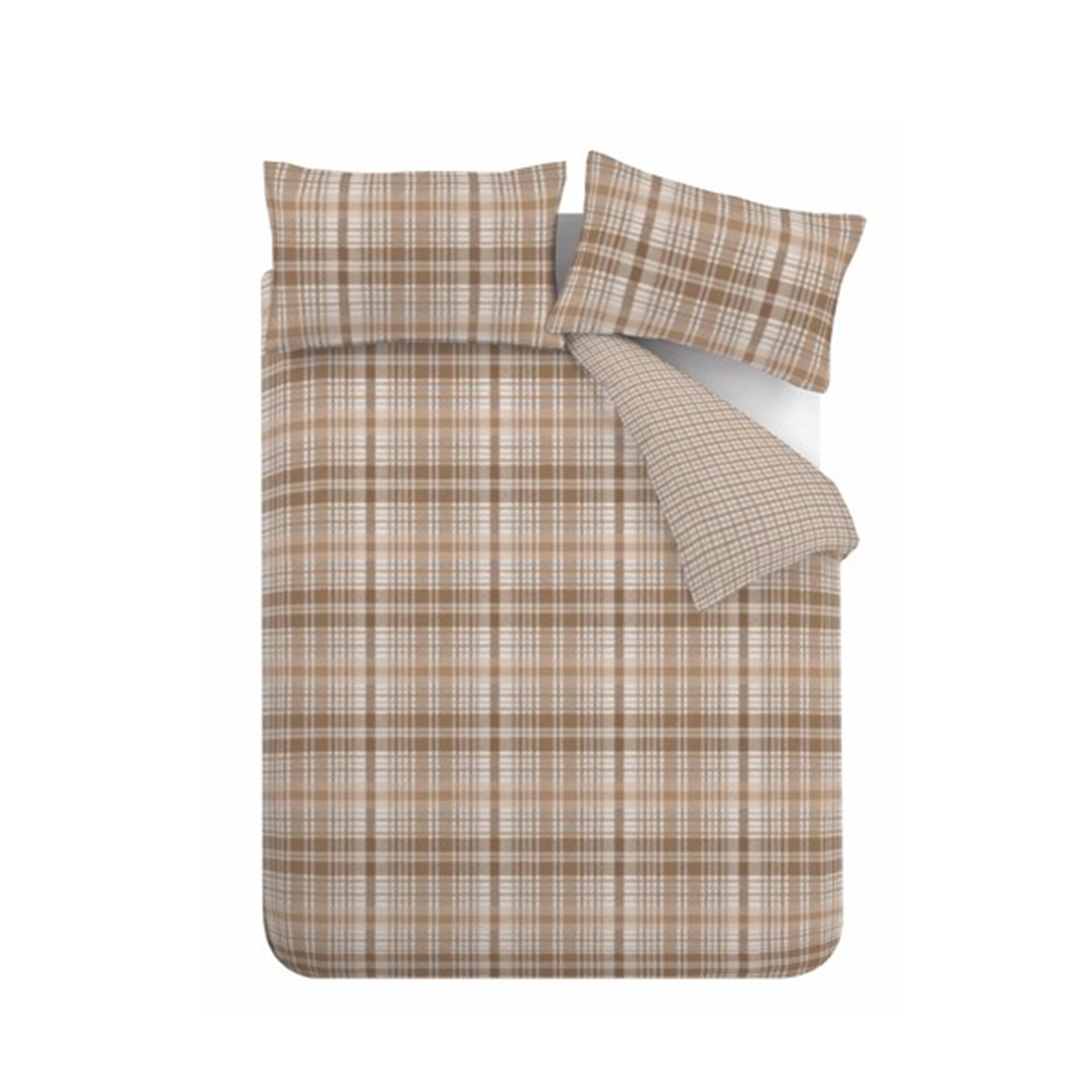 Natural - Catherine Lansfield - Brushed Hamish Check Duvet Cover Set - 5