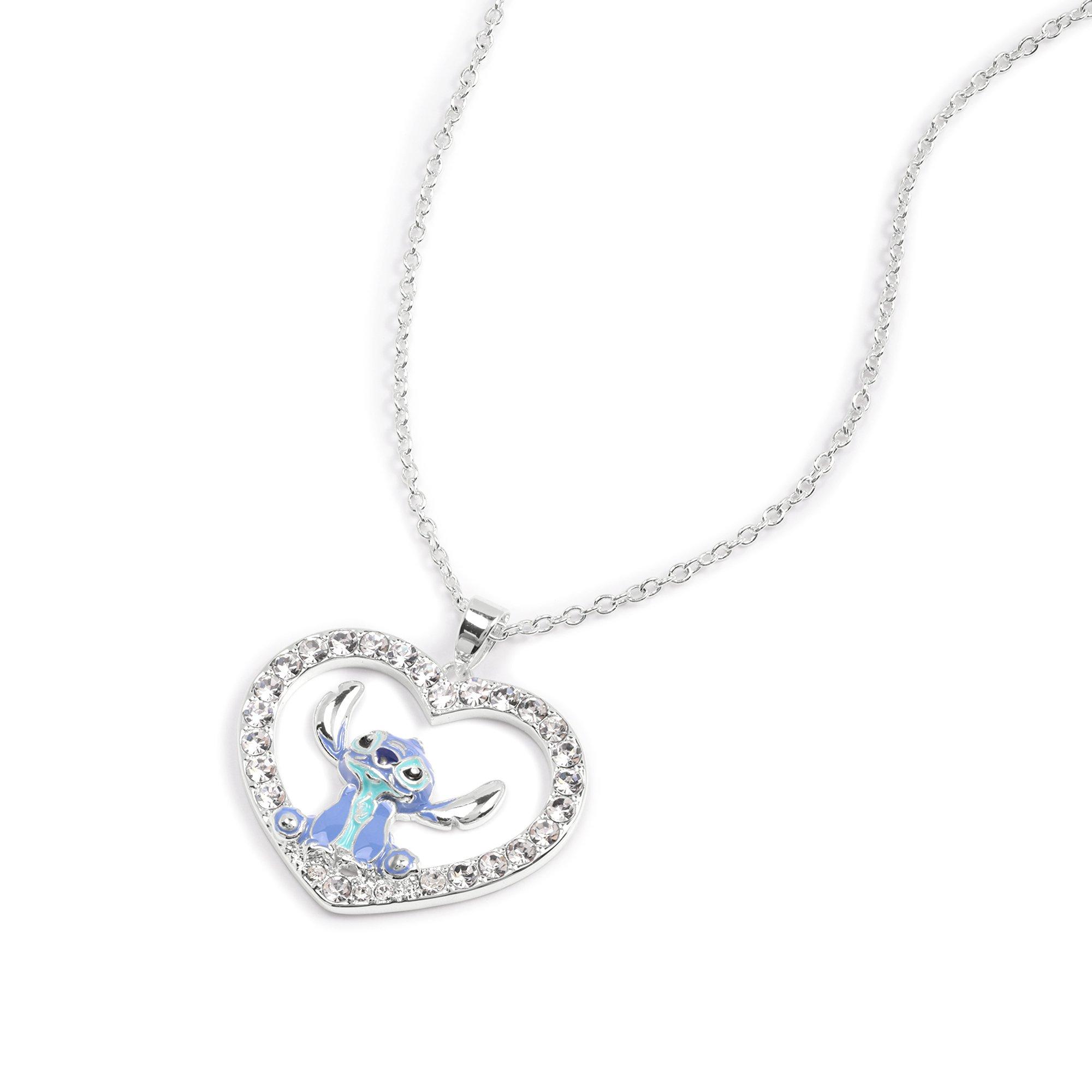 Silver - Disney Stitch - Stitch silver plated stone set heart necklace - 2