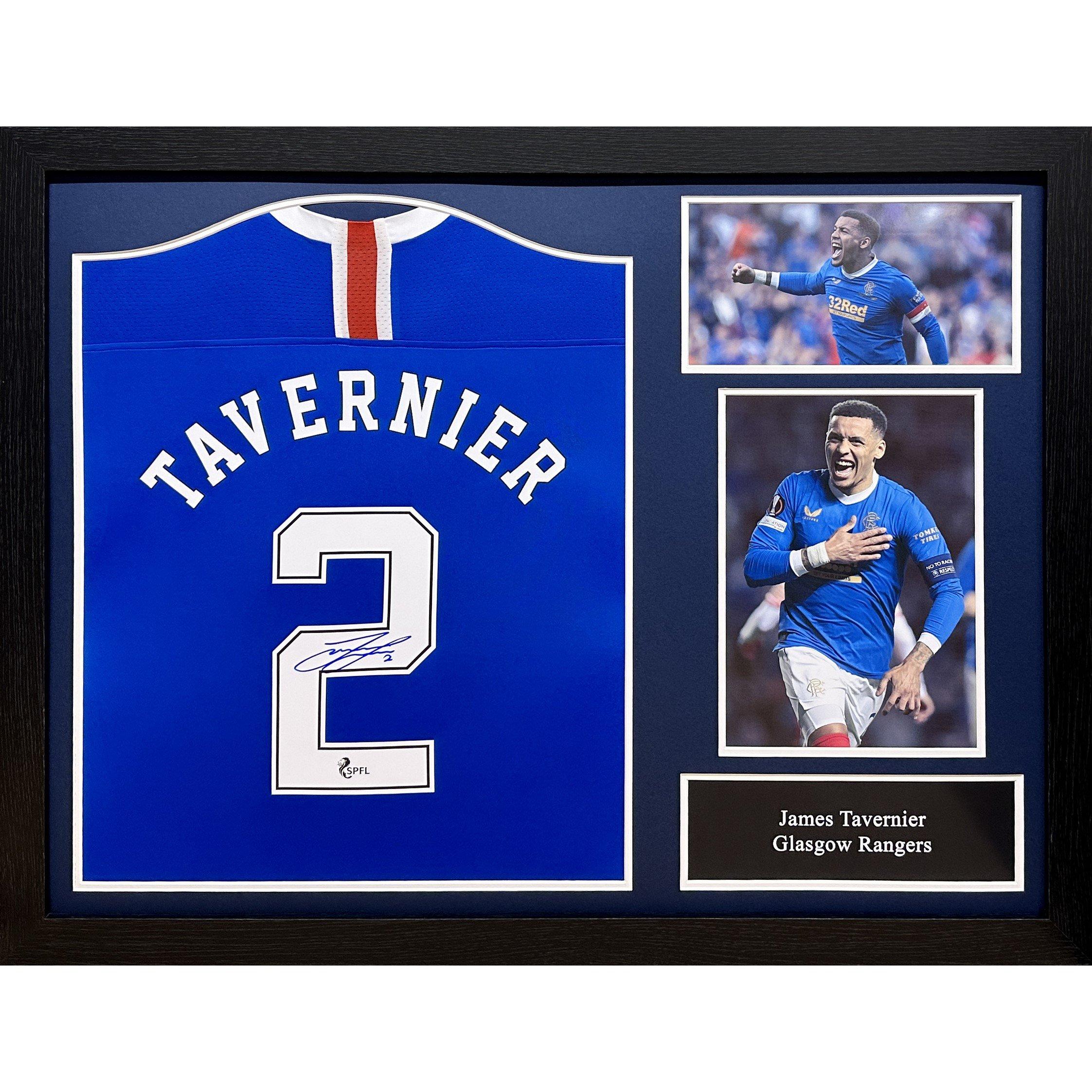 Blue - AllStarSignings Ltd - James Tavernier signed & framed Glasgow Rangers sh