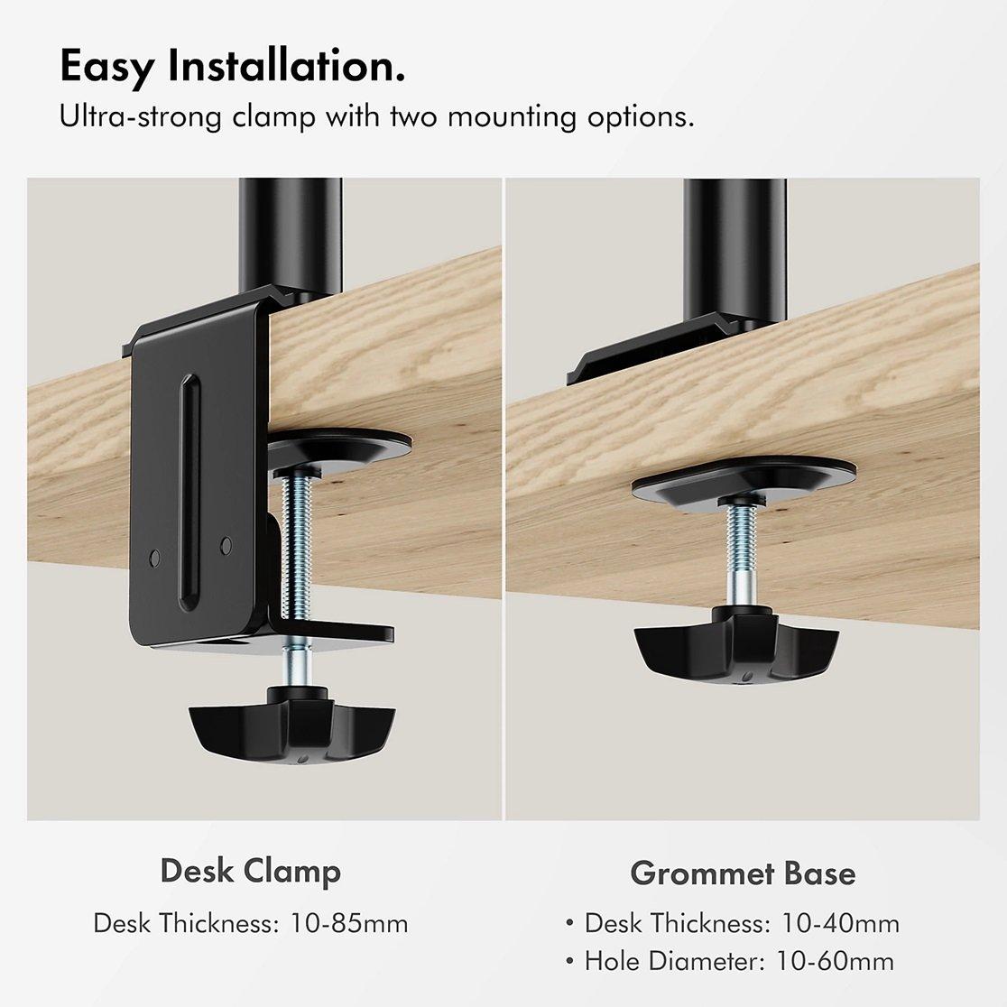 Black - VonHaus - Monitor Mount with Desk Clamp - 4