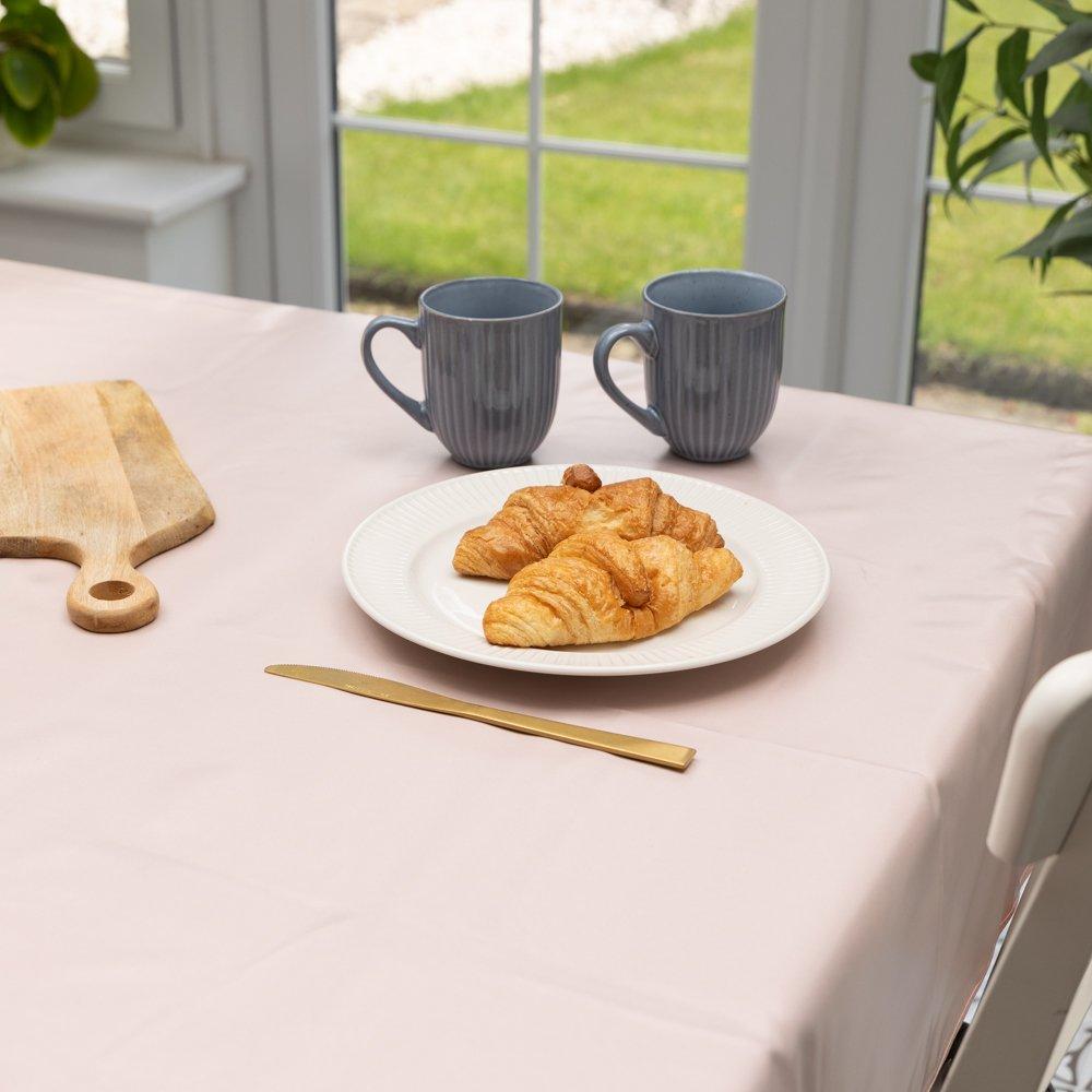 Peach - D C Fix - Peach Plain Wipe Clean Polyester Tablecloth - 4