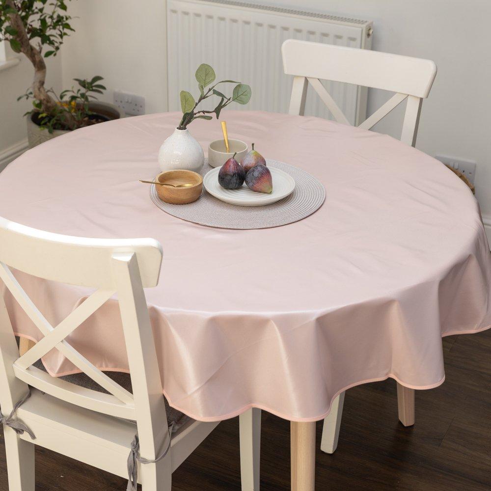 Peach - D C Fix - Peach Plain Wipe Clean Polyester Tablecloth - 5