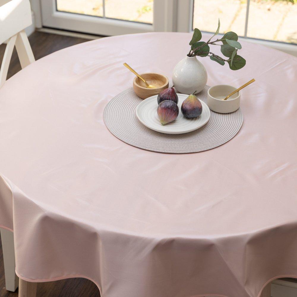 Peach - D C Fix - Peach Plain Wipe Clean Polyester Tablecloth - 6