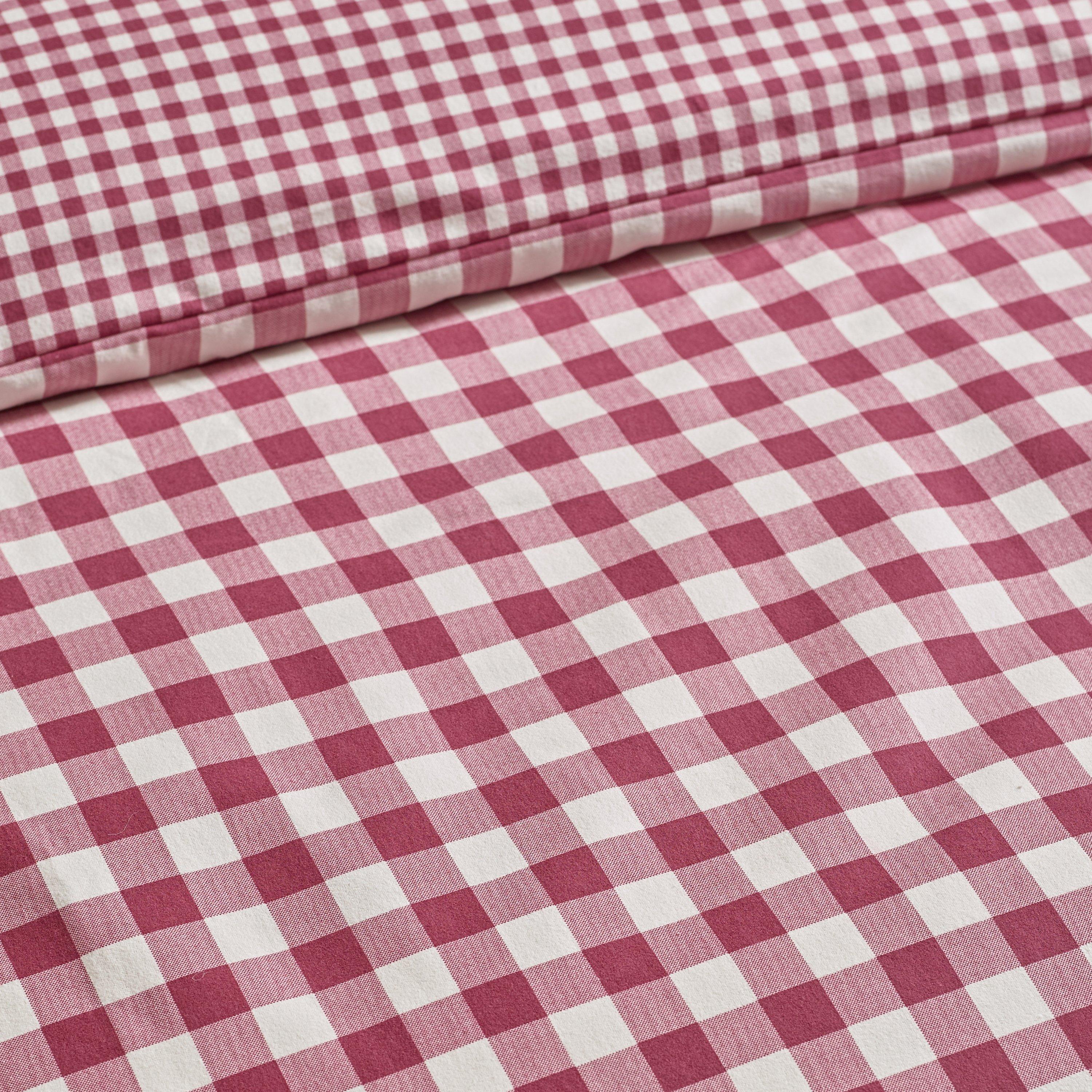 Burgundy - Catherine Lansfield - Brushed Gingham Check Reversible Duvet Cover Set - 4