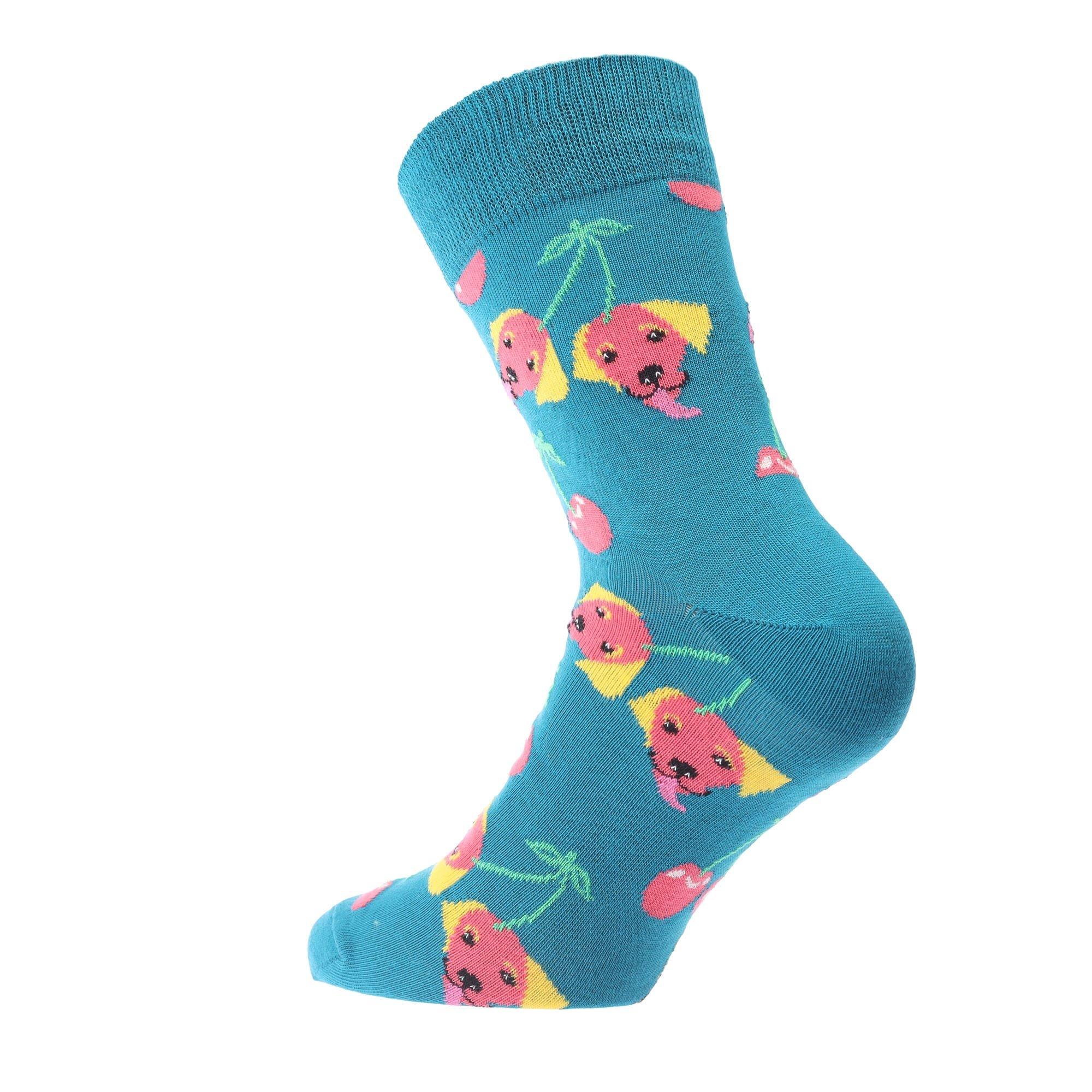 Green - Happy Socks - Cherry Dog half Crew Socks - 2