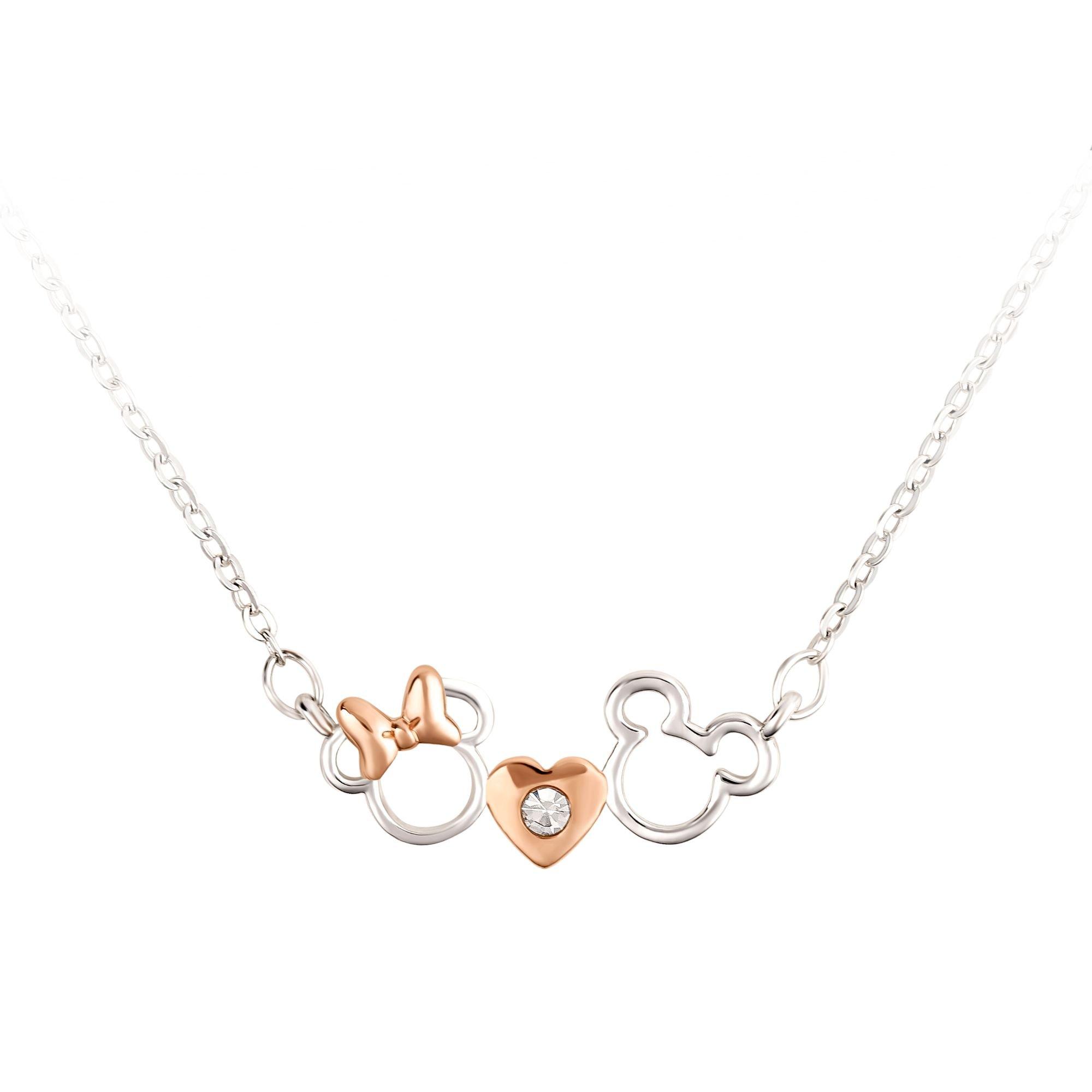 Silver - Disney - Mickey & Minnie two tone plated necklace - 1