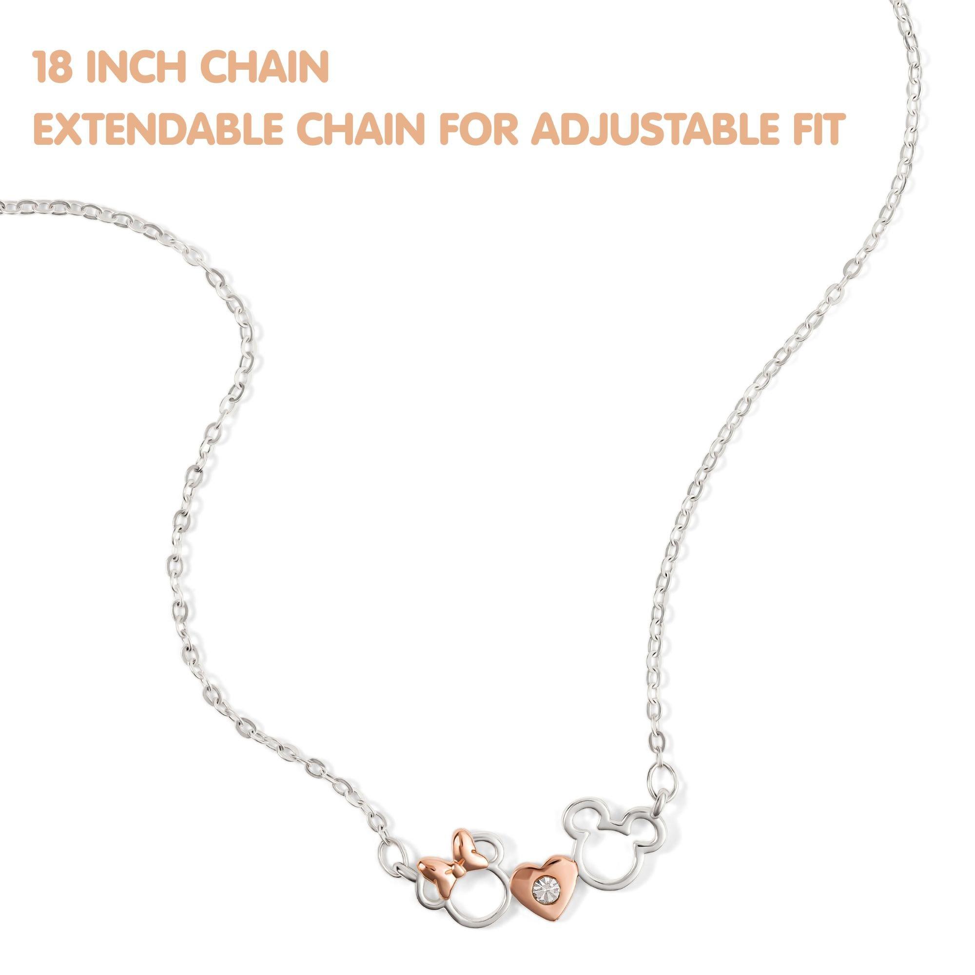 Silver - Disney - Mickey & Minnie two tone plated necklace - 2