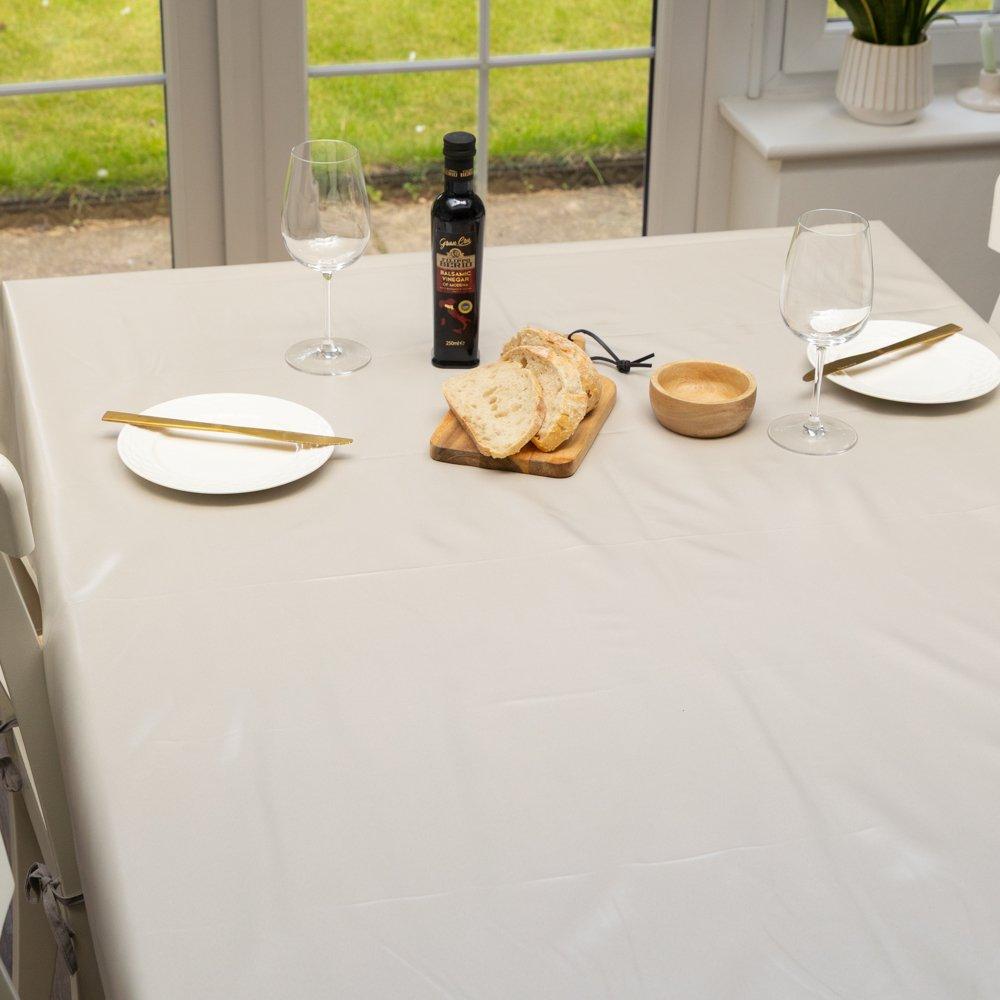 Almond - D C Fix - Almond Plain Wipe Clean Polyester Tablecloth - 5
