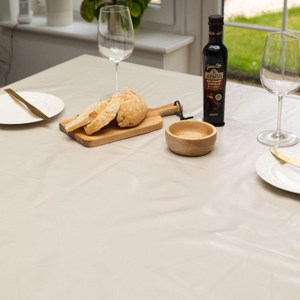 Almond - D C Fix - Almond Plain Wipe Clean Polyester Tablecloth - 6