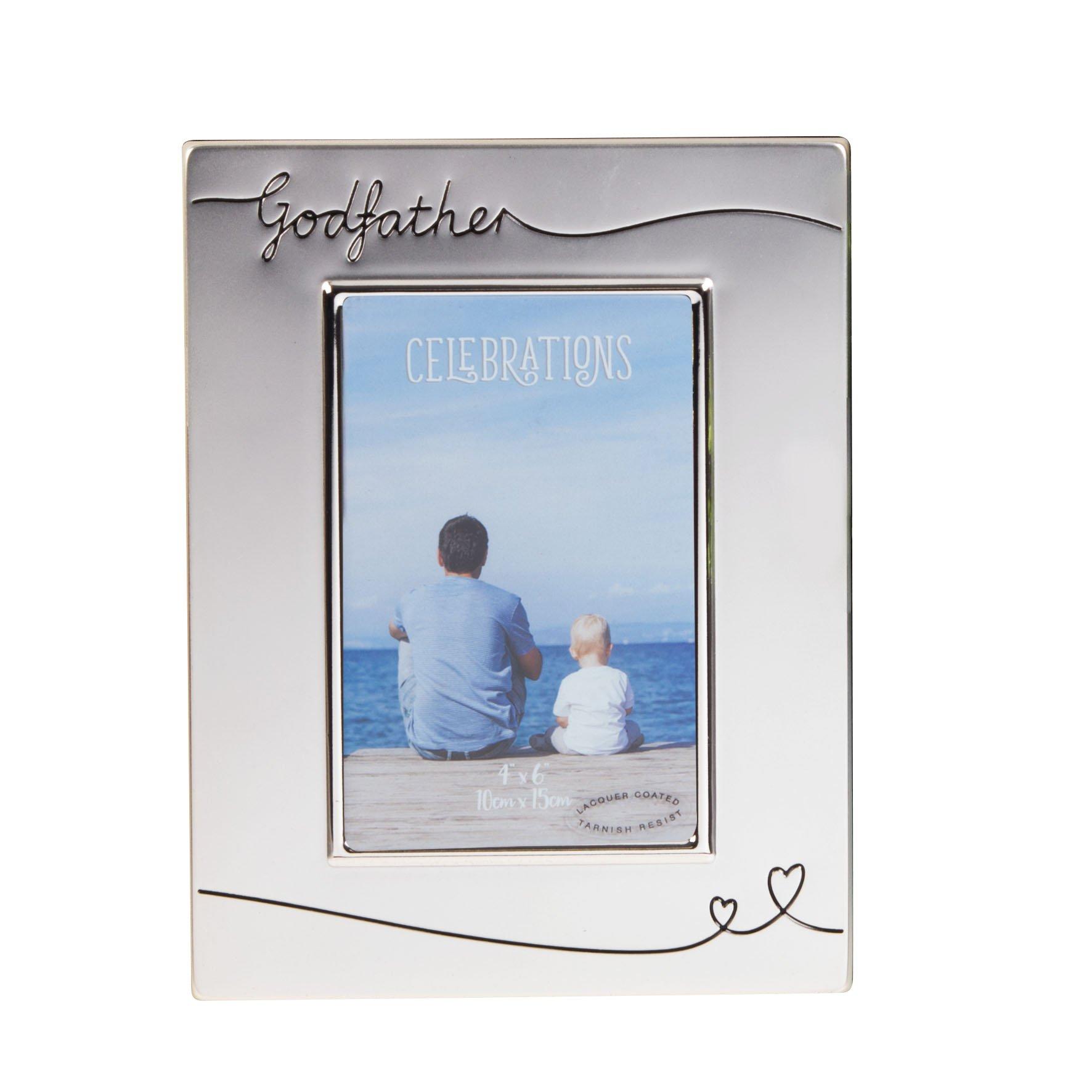 Silver - Celebrations - Photo Frame Silverplated Satin Finish Godfather - 1