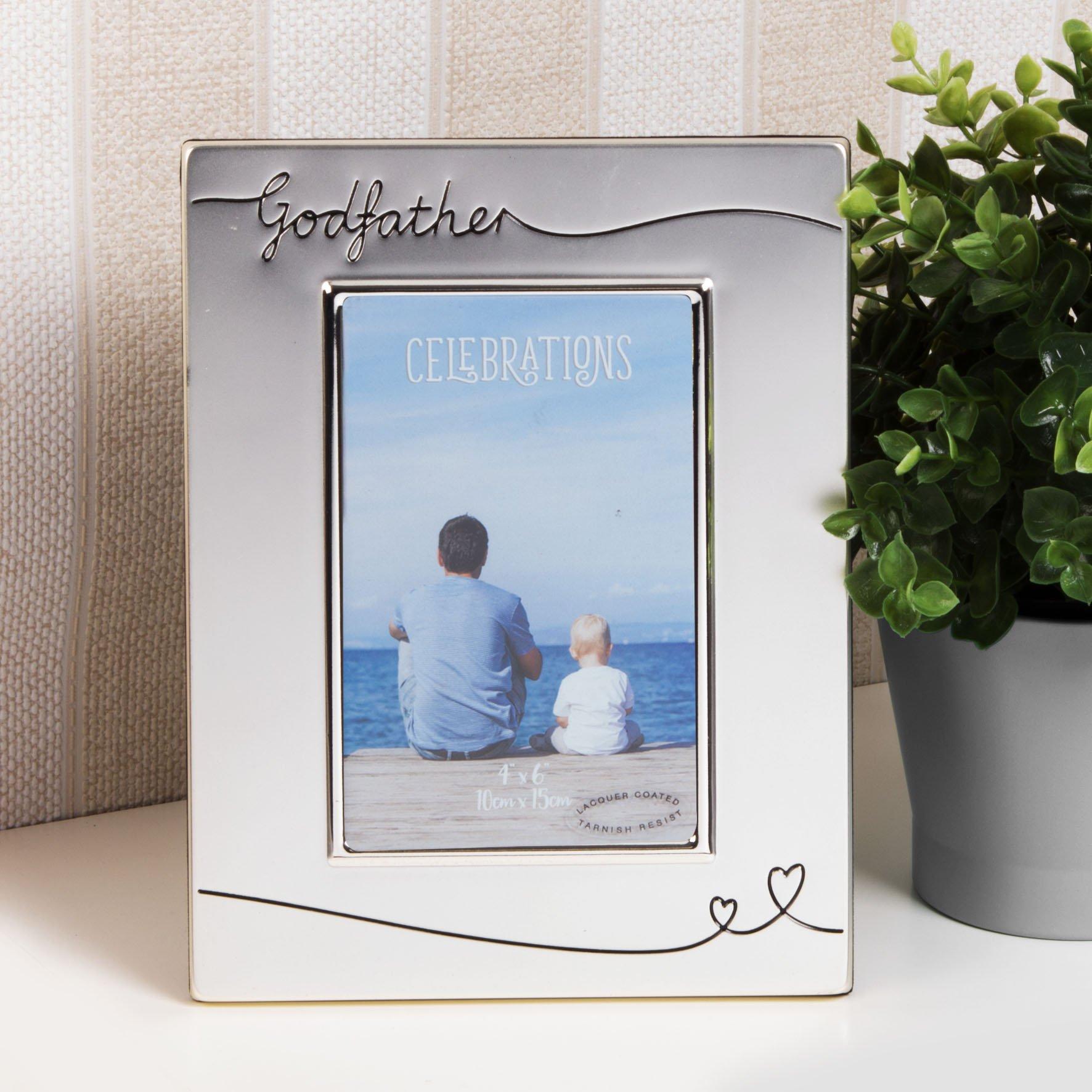 Silver - Celebrations - Photo Frame Silverplated Satin Finish Godfather - 2