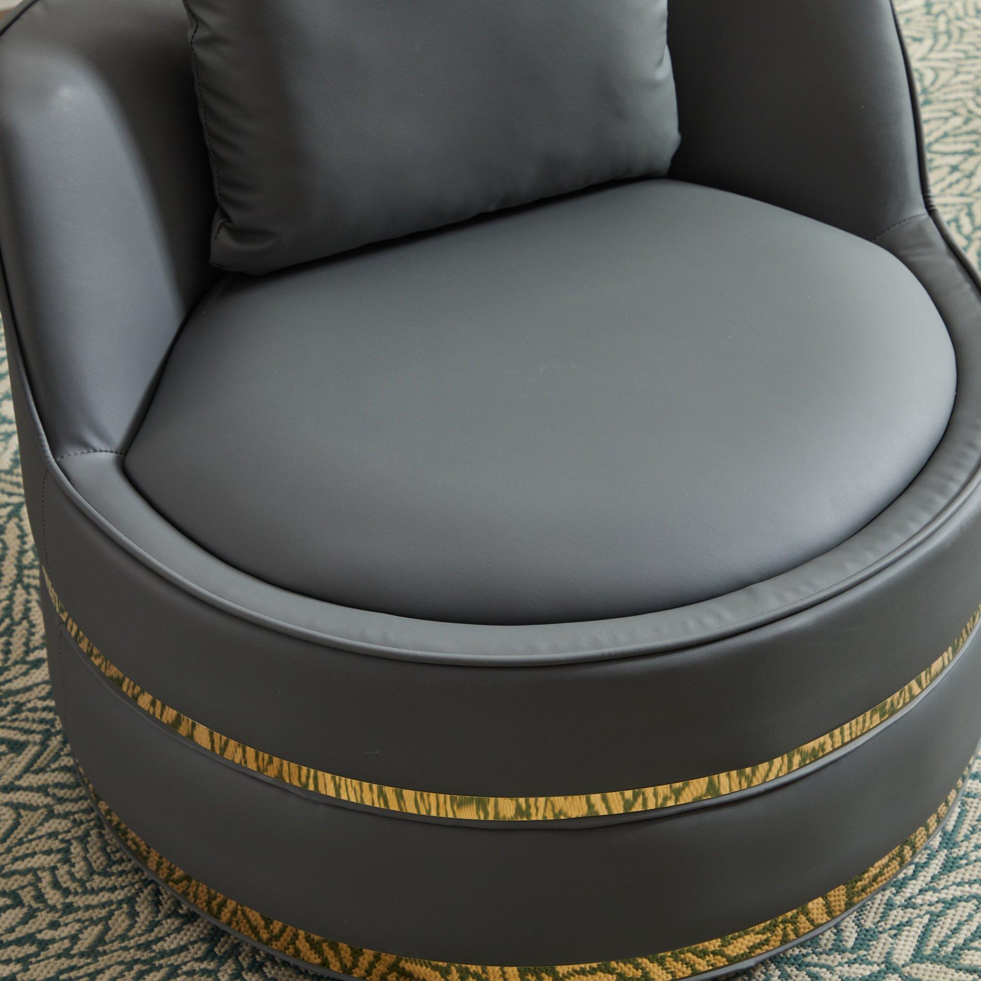 Grey - Urban Meuble - Modern Swivel Barrel Accent Chair - 13
