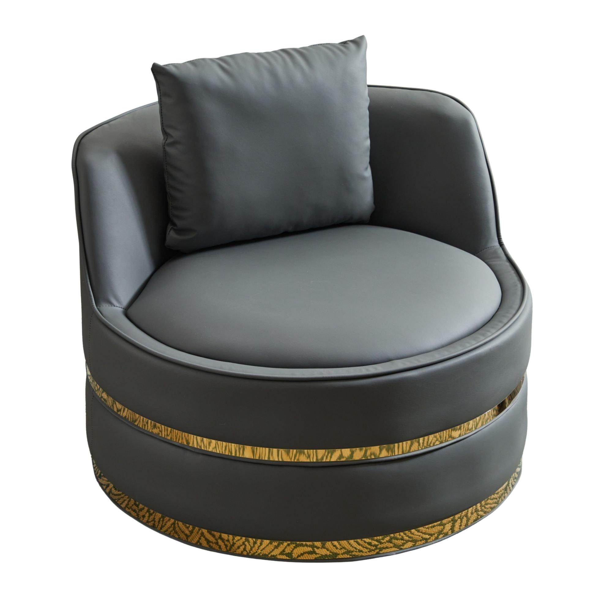 Grey - Urban Meuble - Modern Swivel Barrel Accent Chair - 5