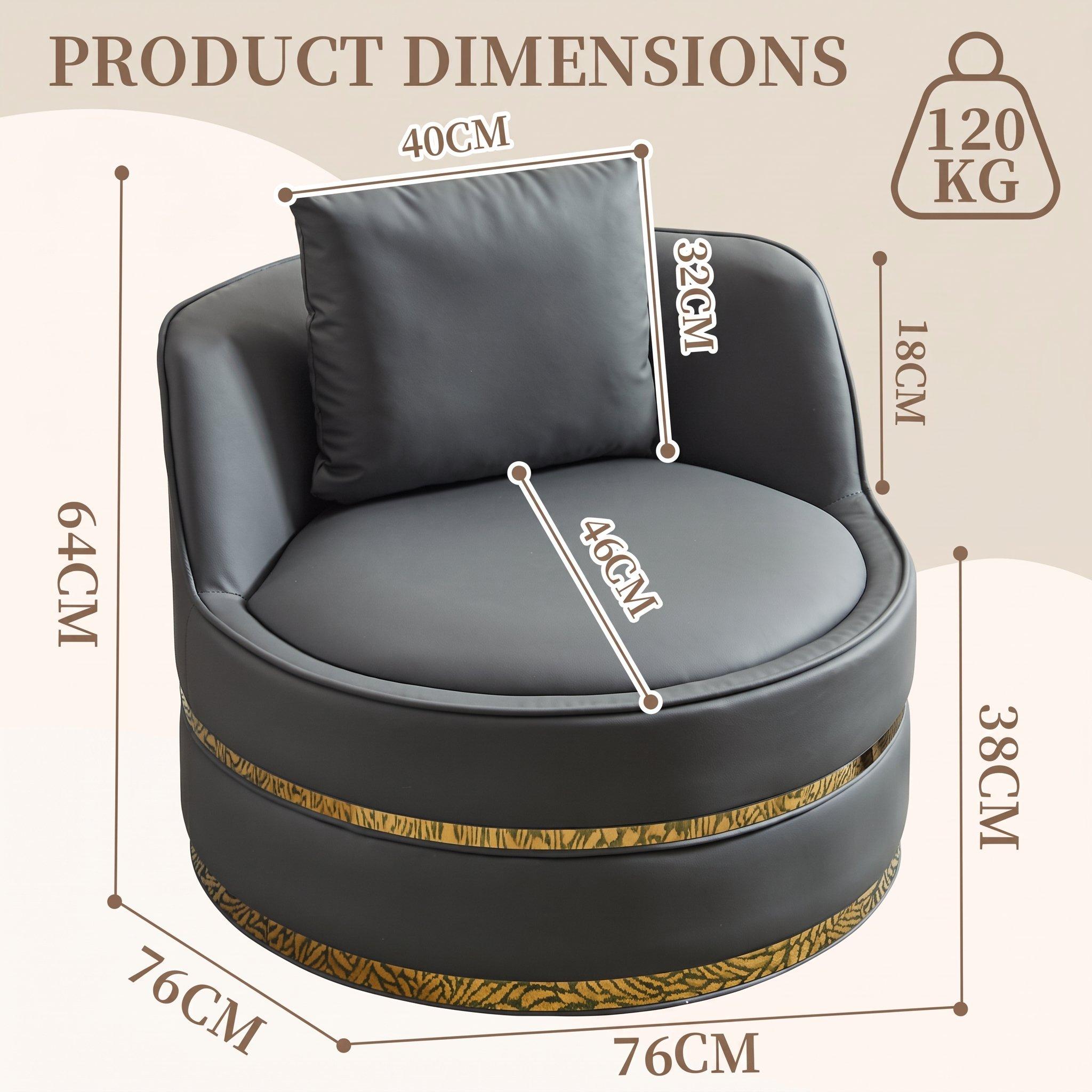 Grey - Urban Meuble - Modern Swivel Barrel Accent Chair - 6