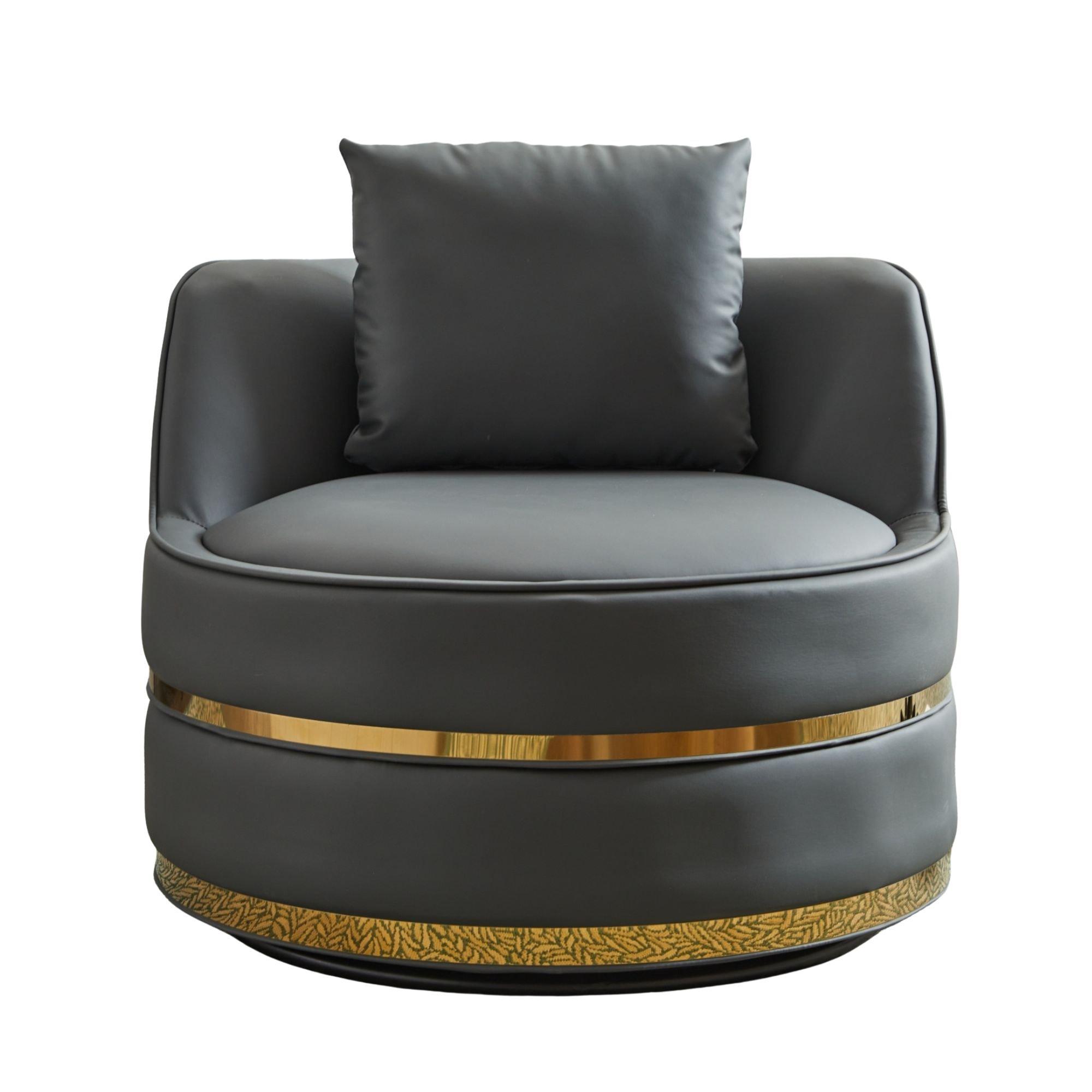 Grey - Urban Meuble - Modern Swivel Barrel Accent Chair - 7