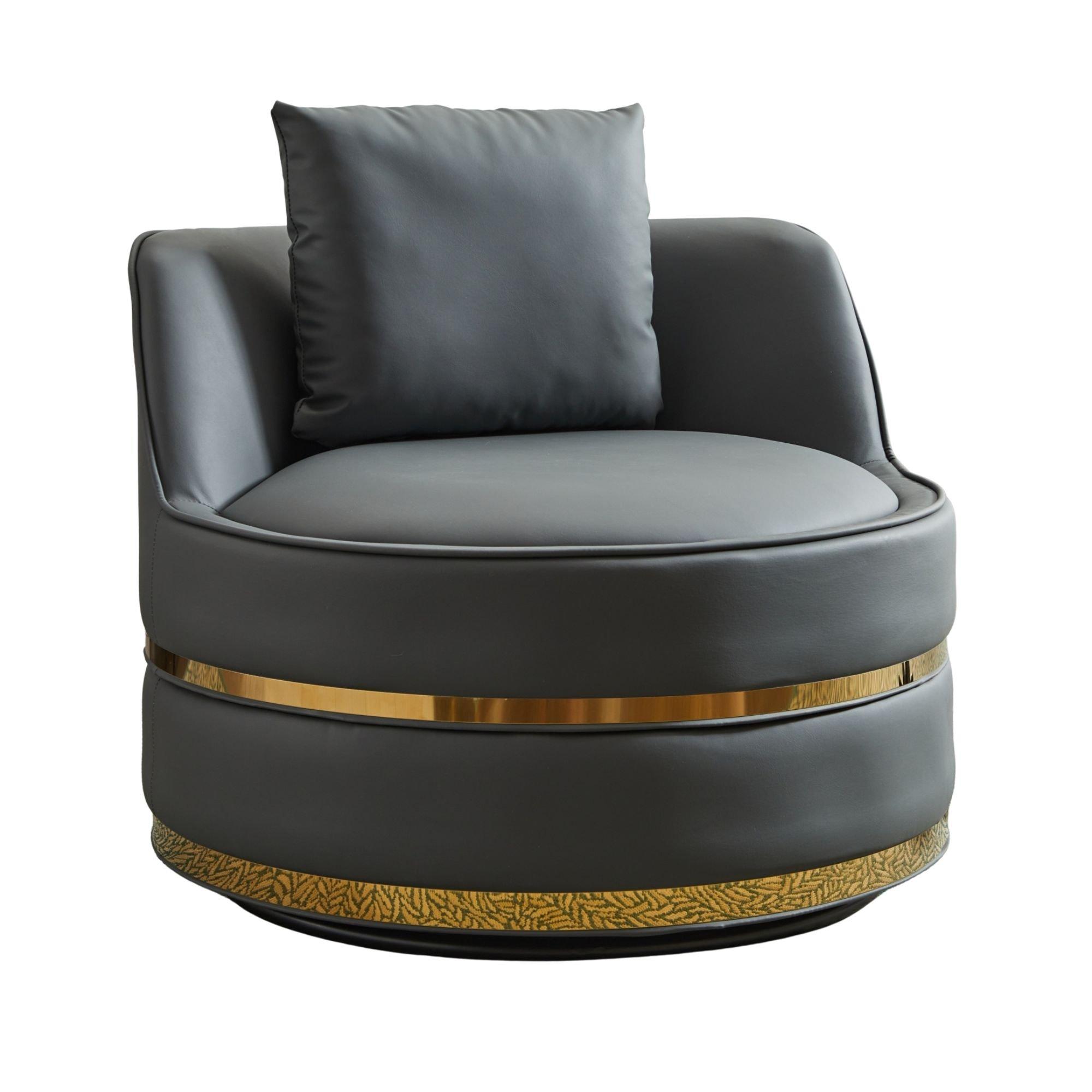 Grey - Urban Meuble - Modern Swivel Barrel Accent Chair - 8