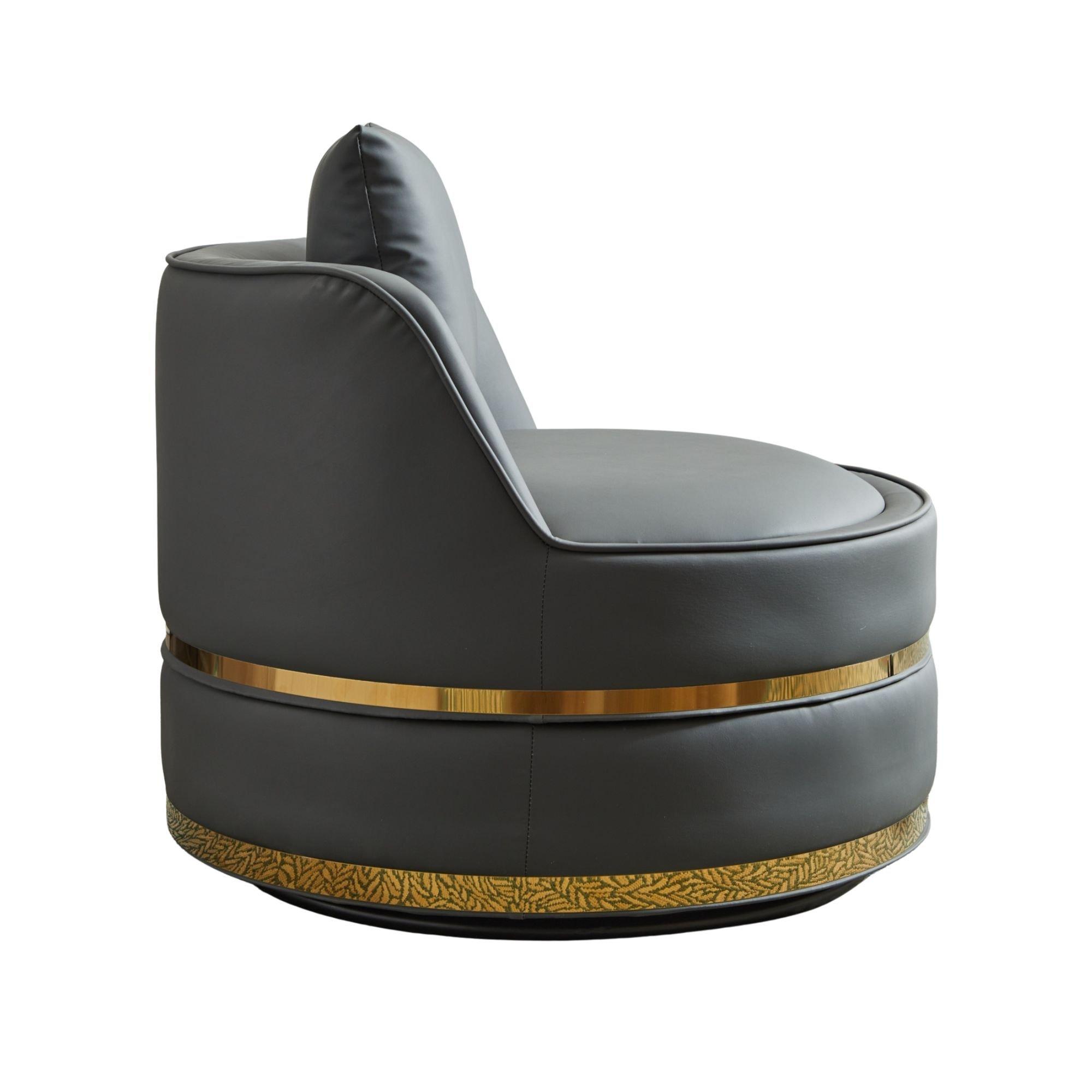 Grey - Urban Meuble - Modern Swivel Barrel Accent Chair - 9