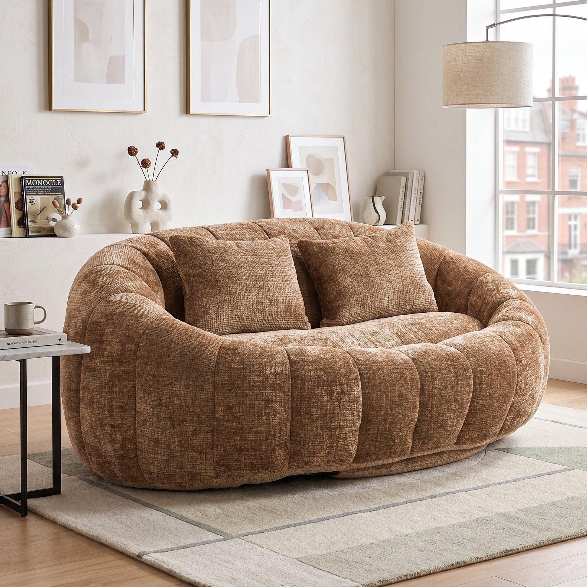 Coffee - Urban Meuble - Chenille Memory Foam Bean Bag Loveseat Sofa - 1