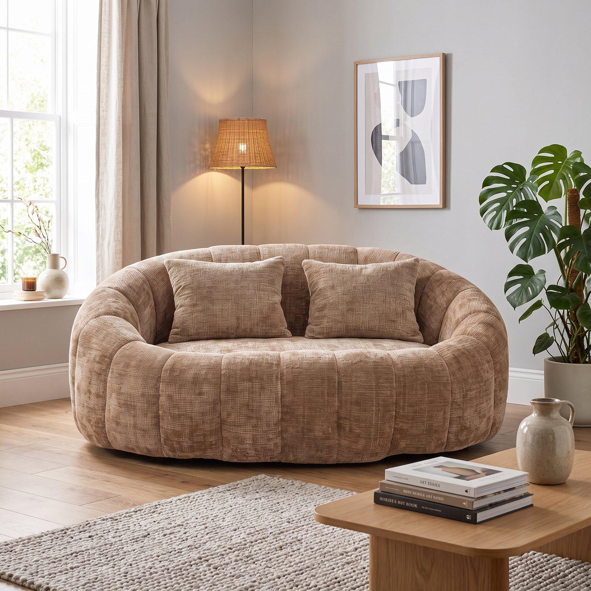 Coffee - Urban Meuble - Chenille Memory Foam Bean Bag Loveseat Sofa - 2