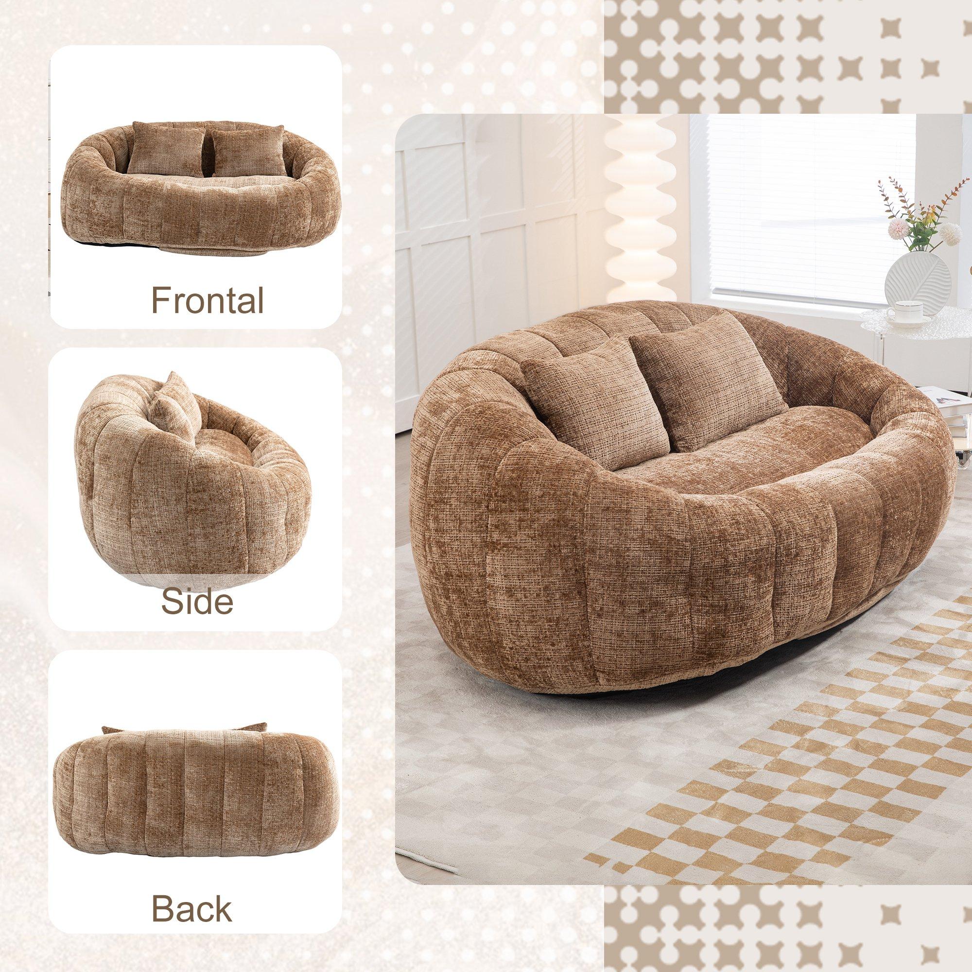 Coffee - Urban Meuble - Chenille Memory Foam Bean Bag Loveseat Sofa - 11