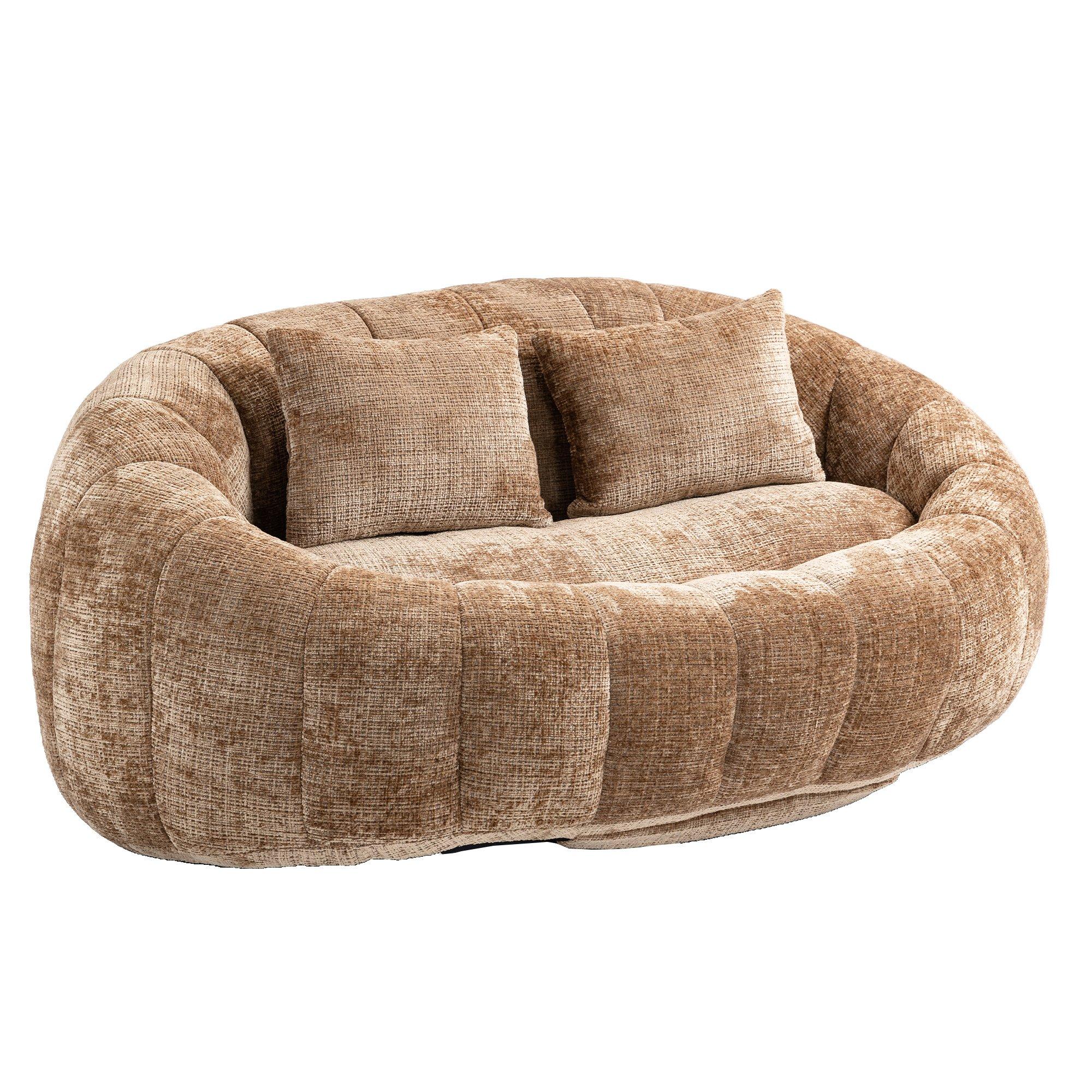 Coffee - Urban Meuble - Chenille Memory Foam Bean Bag Loveseat Sofa - 12