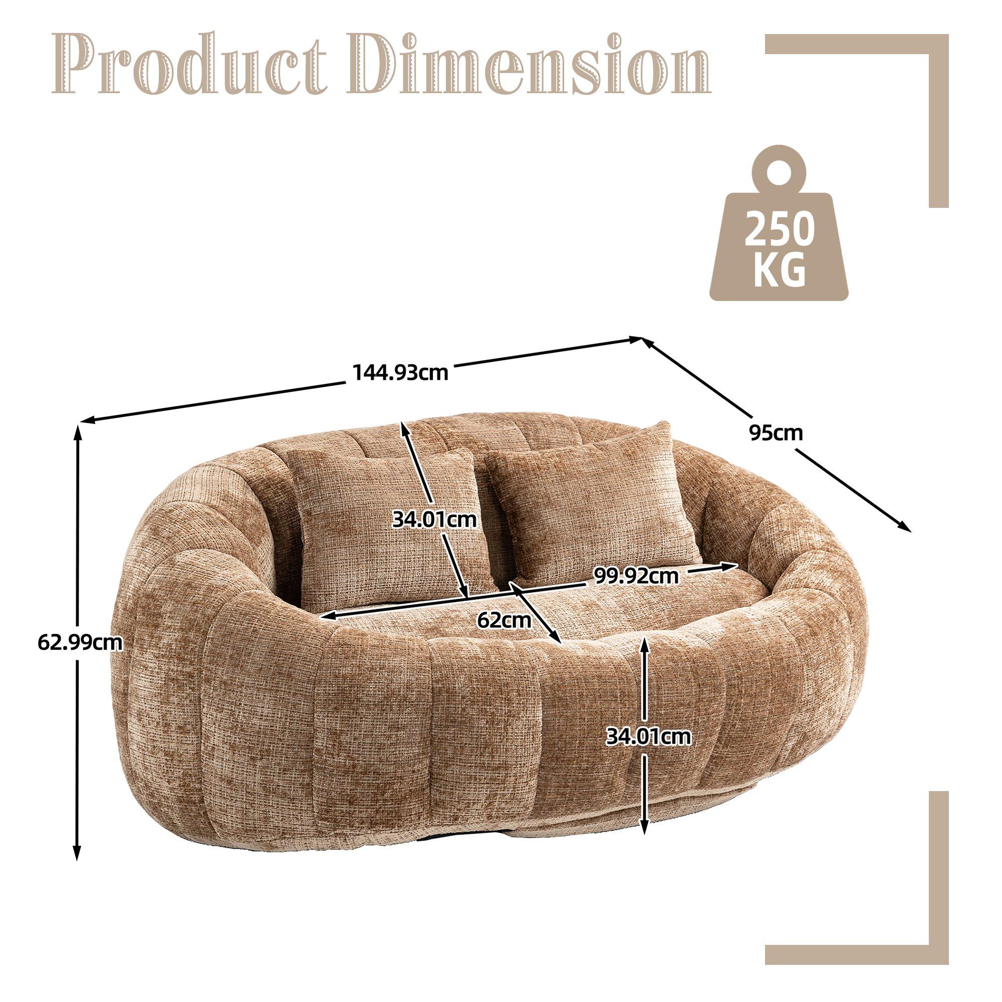 Coffee - Urban Meuble - Chenille Memory Foam Bean Bag Loveseat Sofa - 6