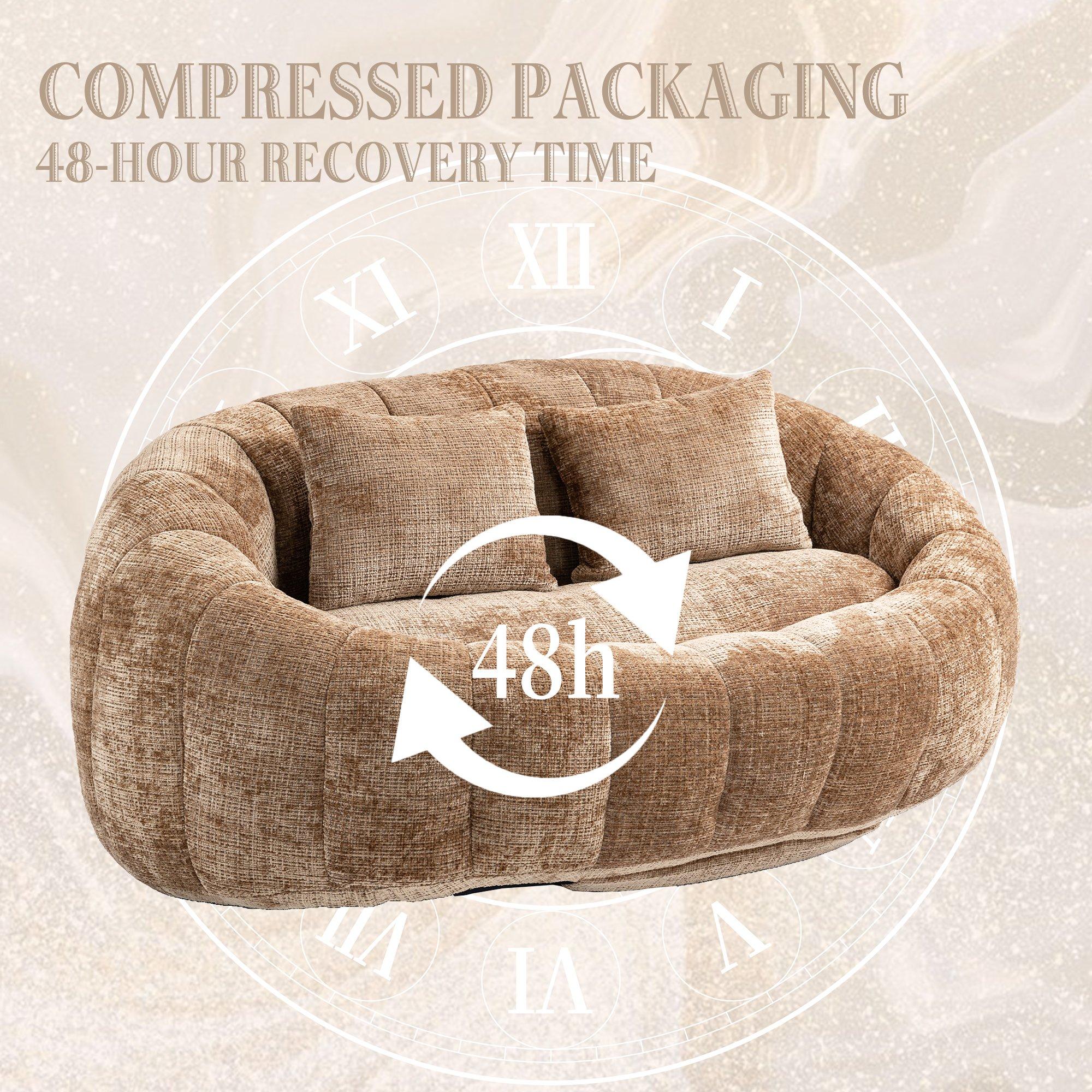 Coffee - Urban Meuble - Chenille Memory Foam Bean Bag Loveseat Sofa - 7