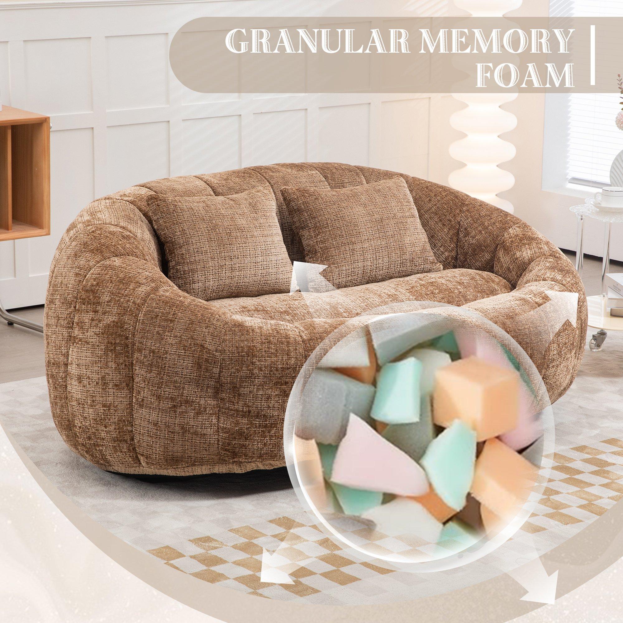 Coffee - Urban Meuble - Chenille Memory Foam Bean Bag Loveseat Sofa - 9