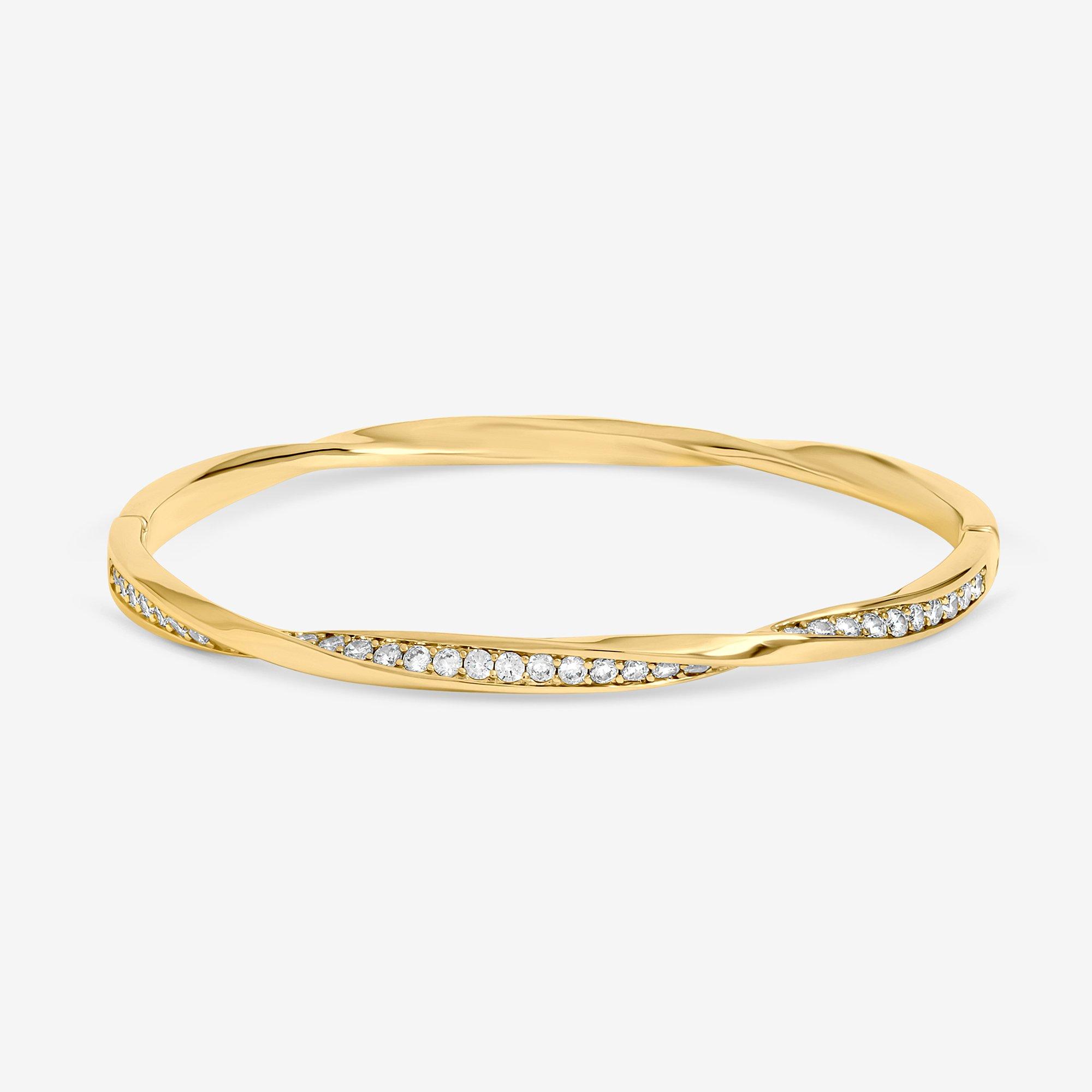 Silver - Jon Richard - Gold Plated and Pave Twist Bangle