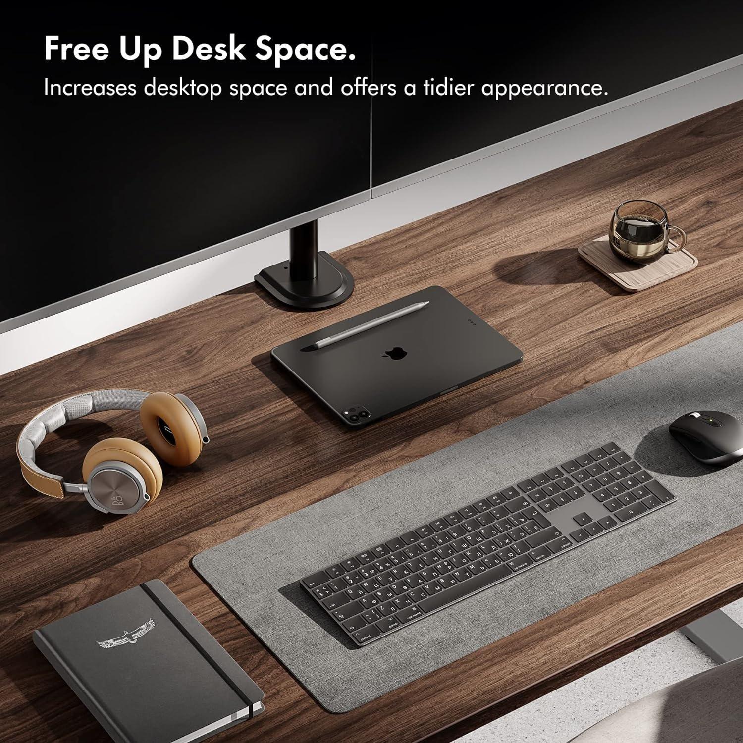 Black - VonHaus - Dual Arm Desk Mount with Clamp - 5