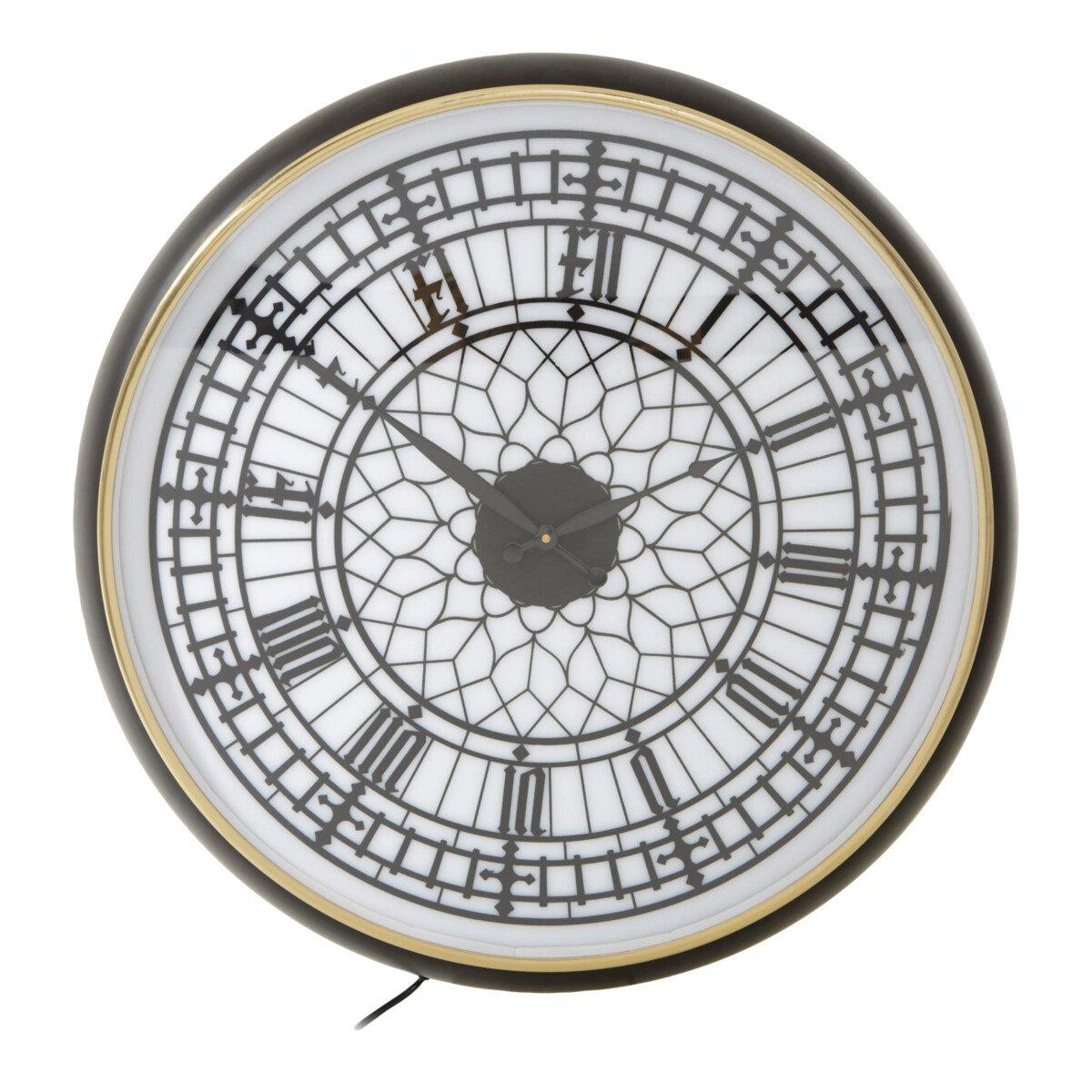 Brown White - Premier Housewares - Mateo Big Ben Inspired Wall Clock - 1