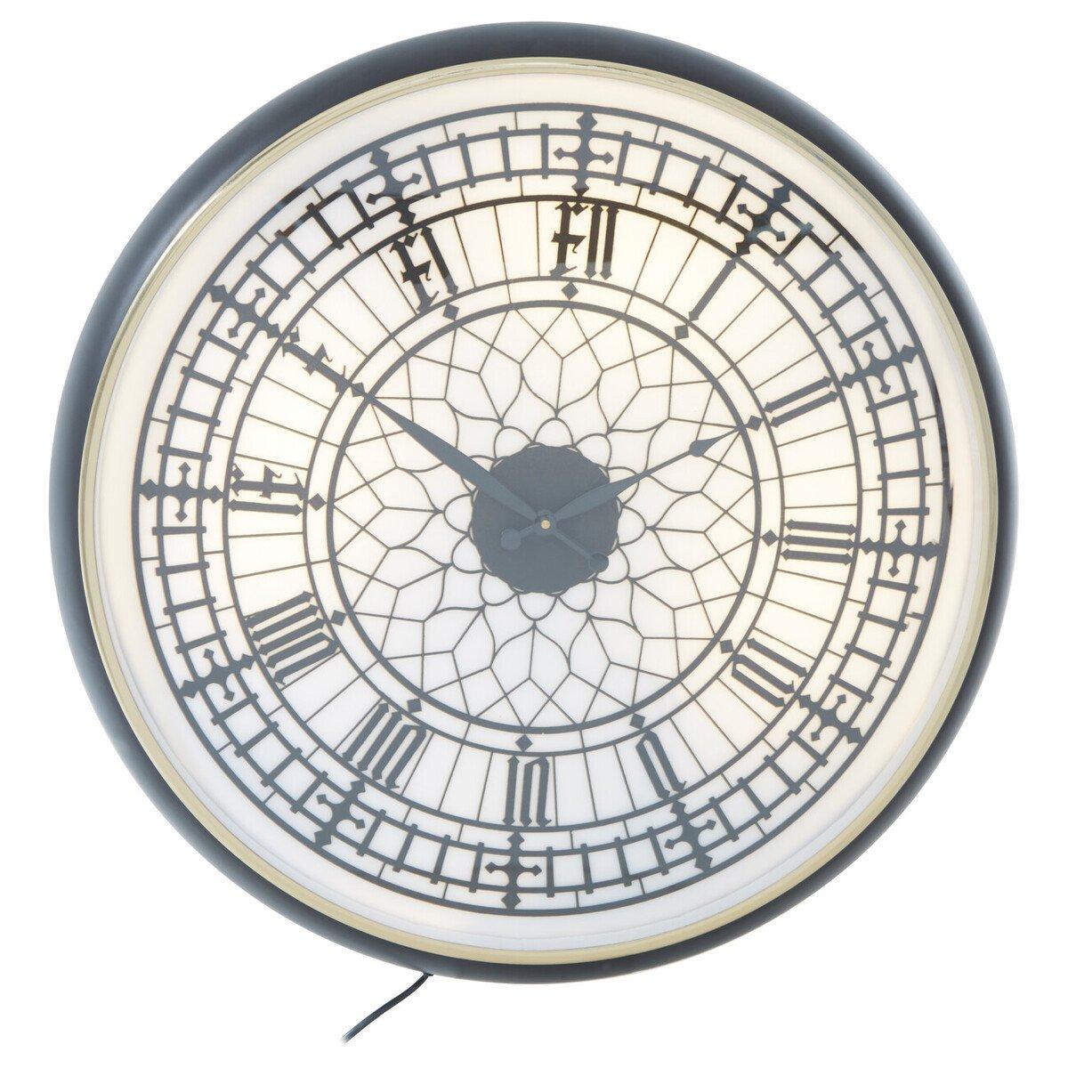 Brown White - Premier Housewares - Mateo Big Ben Inspired Wall Clock - 2
