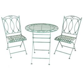 Charles Bentley Wrought Iron Bistro Set - Sage Green