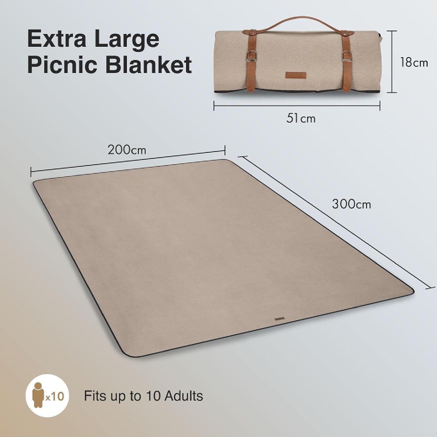 Beige - VonHaus - Waterproof Picnic Blanket – Extra Large - 3