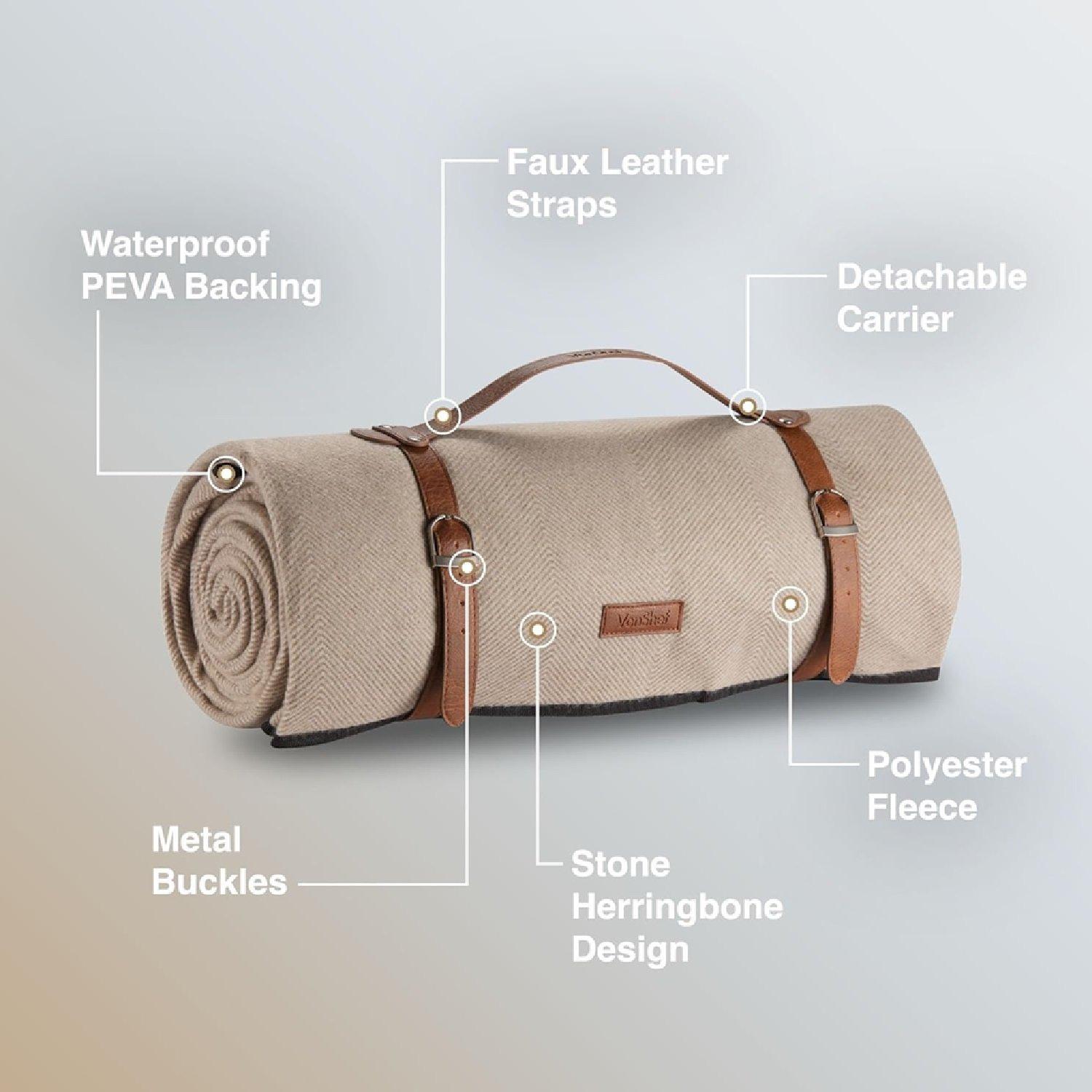 Beige - VonHaus - Waterproof Picnic Blanket – Extra Large - 6