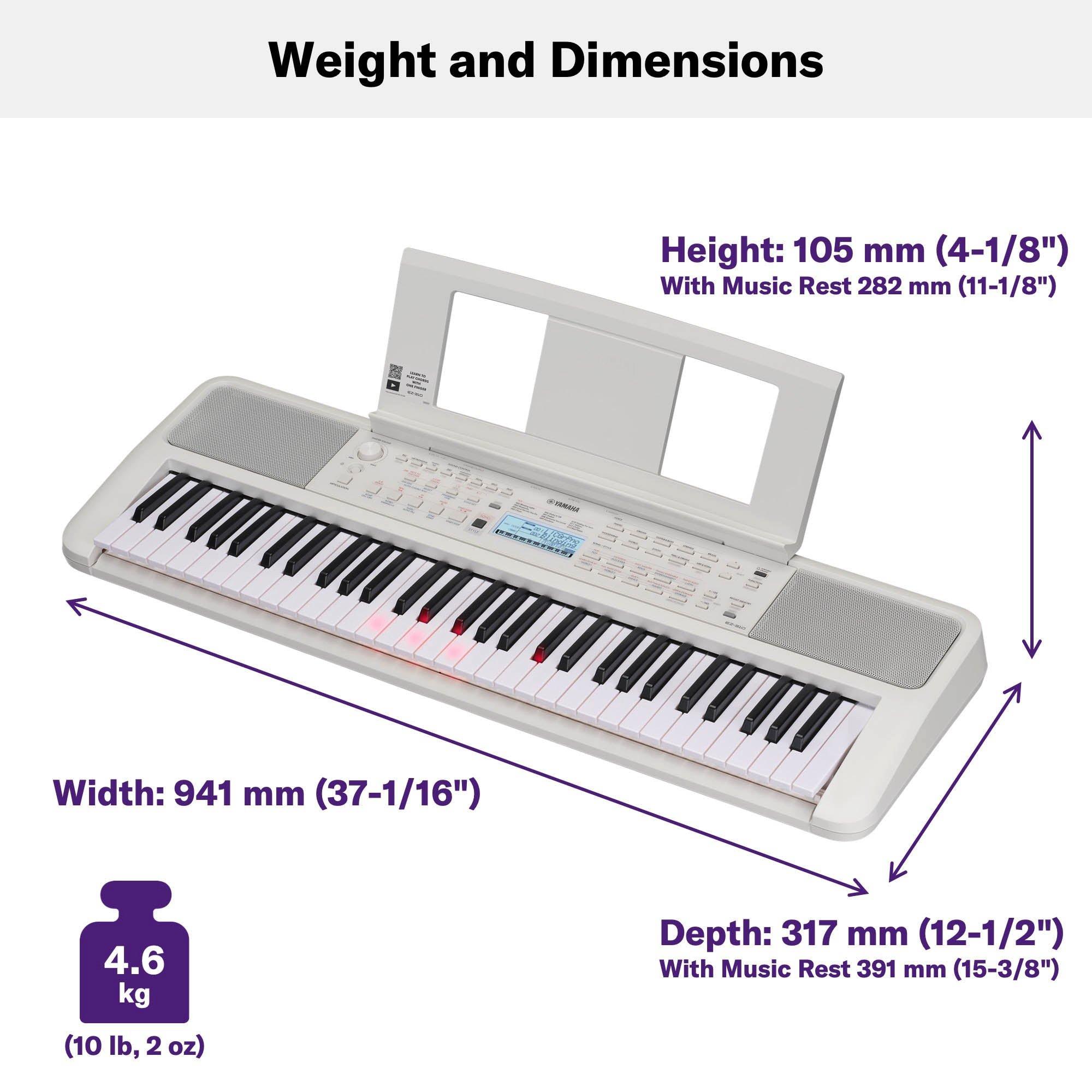 White - Yamaha - EZ310 Light Up Keyboard - 4