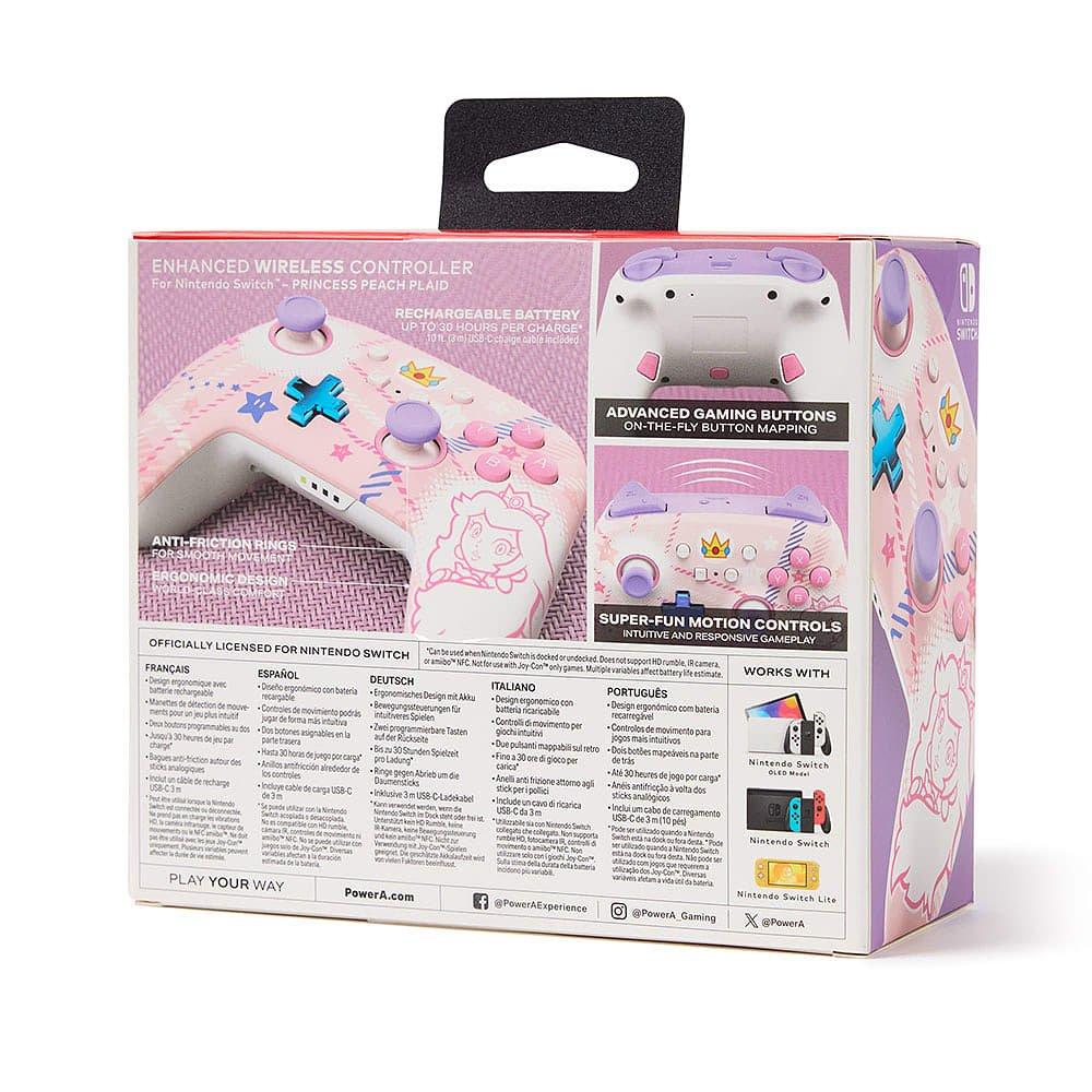 Tartan Pesca - PowerA - Enhanced Wireless Controller for Nintendo Switch - Princess Peach Plaid - 3