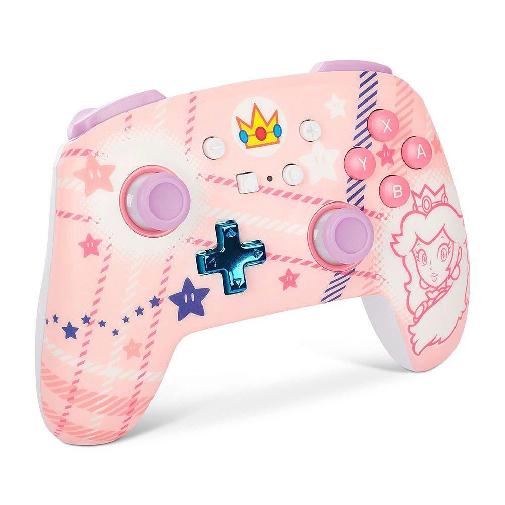 Tartan Pesca - PowerA - Enhanced Wireless Controller for Nintendo Switch - Princess Peach Plaid - 4