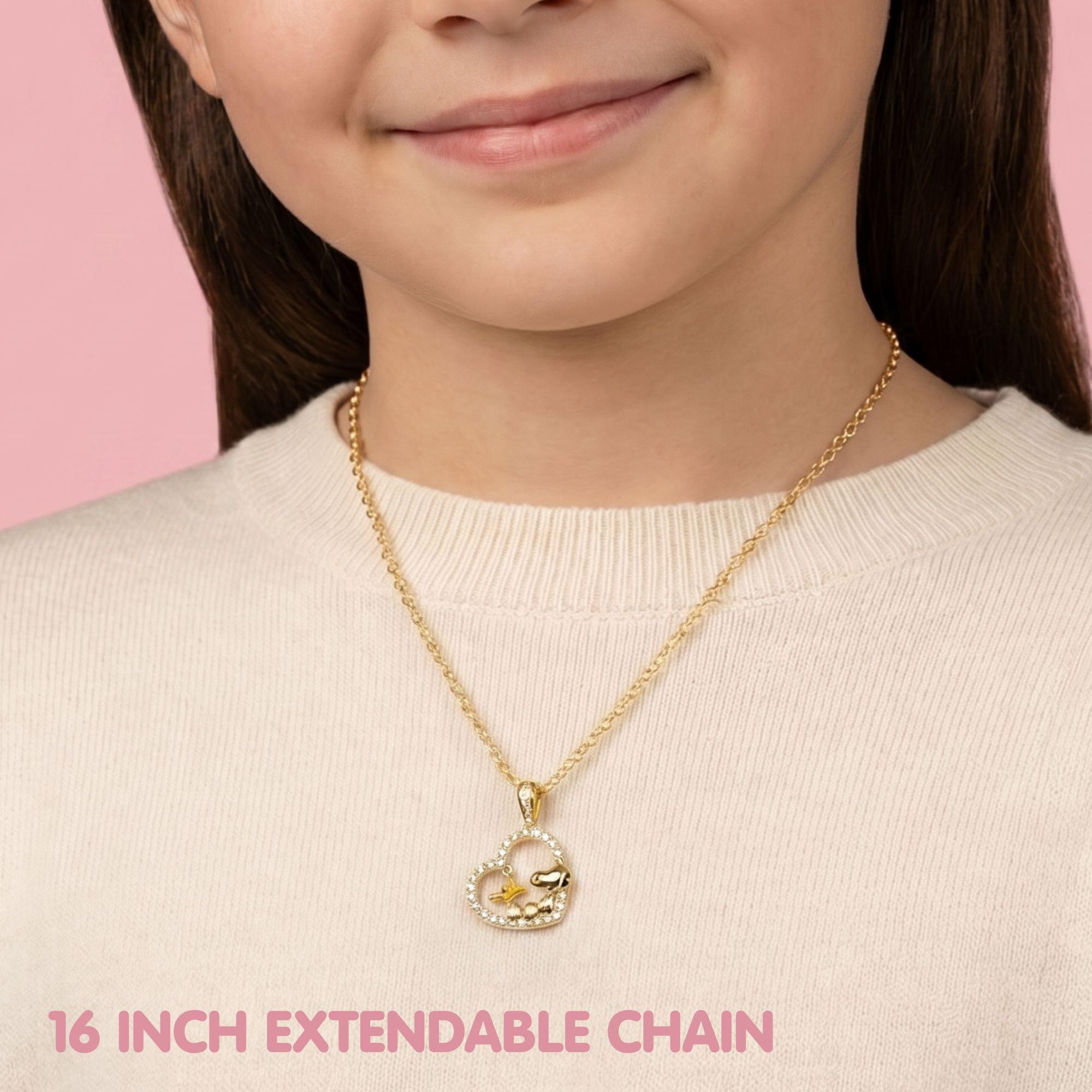 Gold - Snoopy - Snoopy and Woodstock gold plated heart necklace - 2
