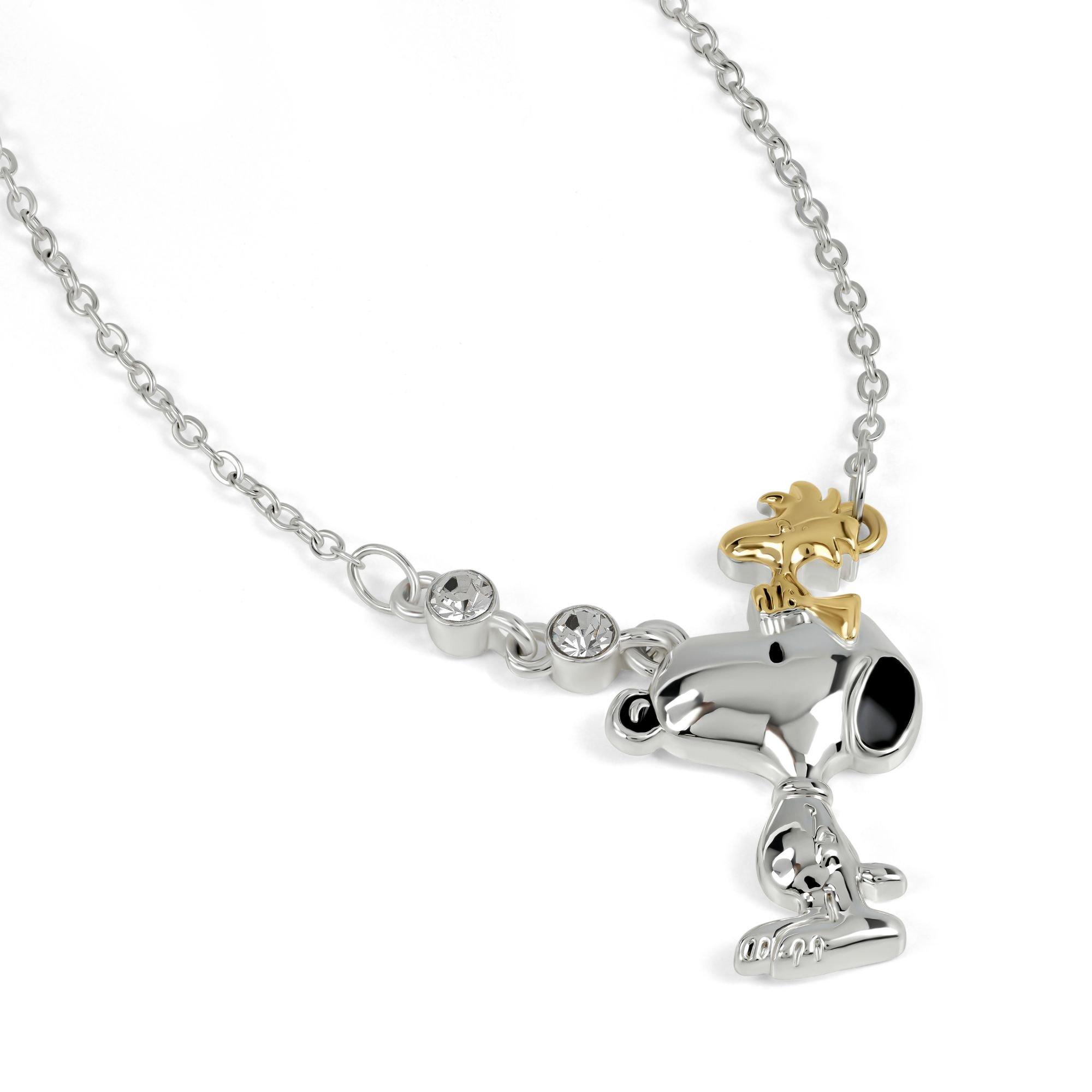 Silver - Snoopy - Snoopy and Woodstock two tone plated necklace - 3
