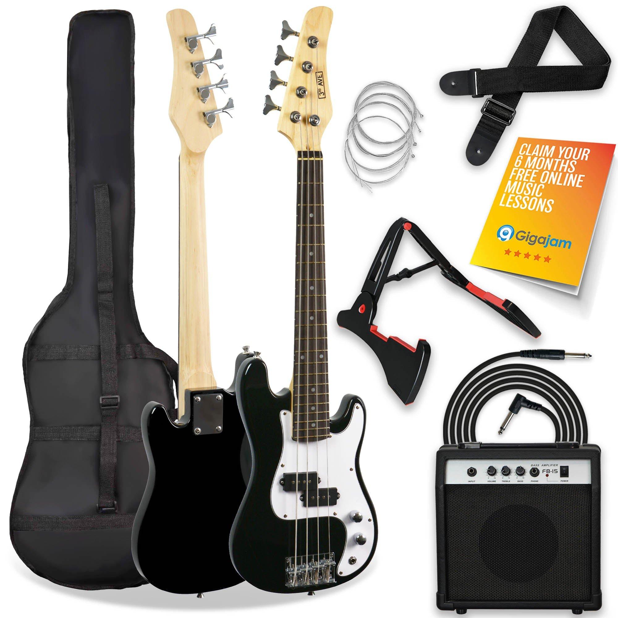 Black And White - 3rd Avenue - 3/4 Bass Guitar Pack - Black - 1