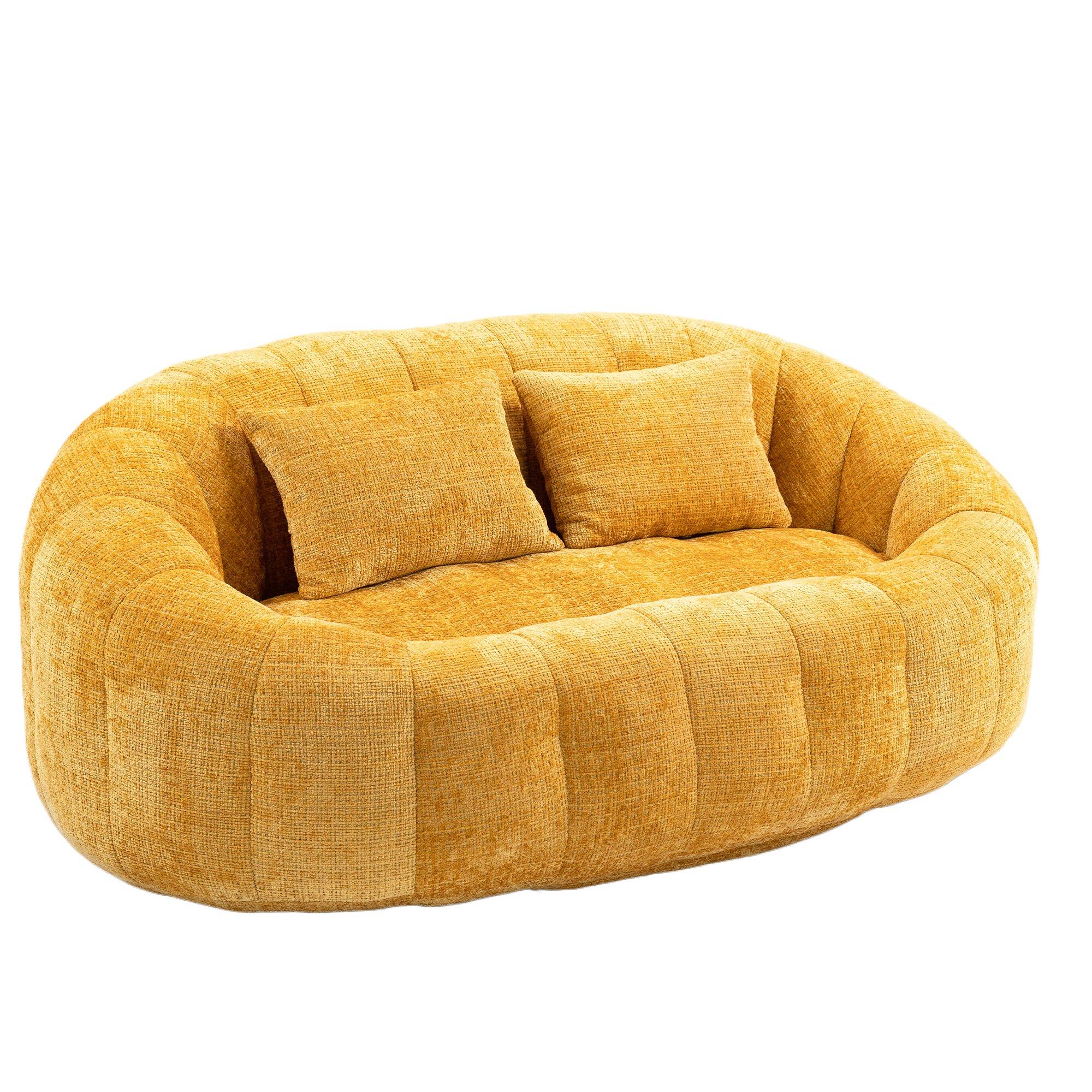 Yellow - Urban Meuble - Chenille Memory Foam Bean Bag Loveseat Sofa - 12