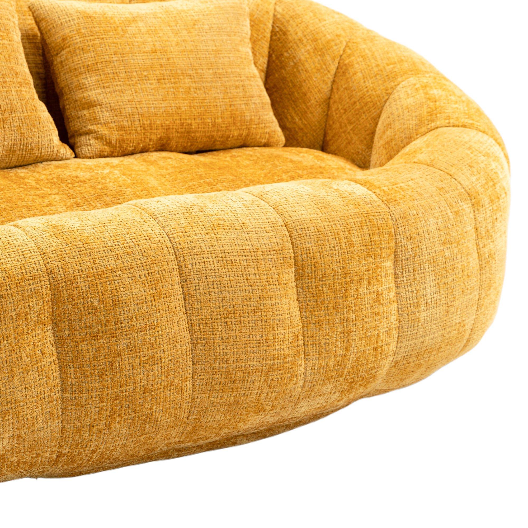 Yellow - Urban Meuble - Chenille Memory Foam Bean Bag Loveseat Sofa - 16