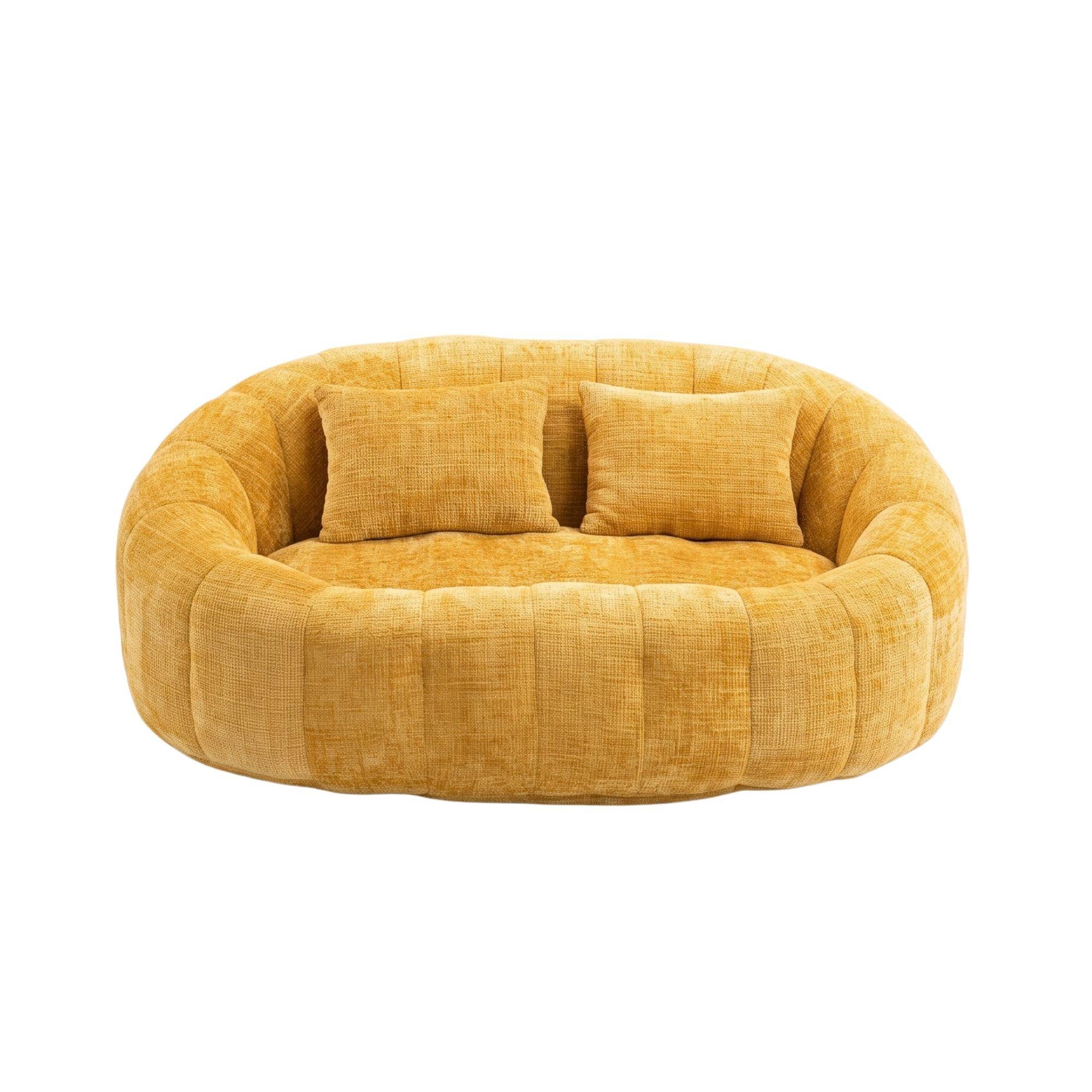 Yellow - Urban Meuble - Chenille Memory Foam Bean Bag Loveseat Sofa - 5