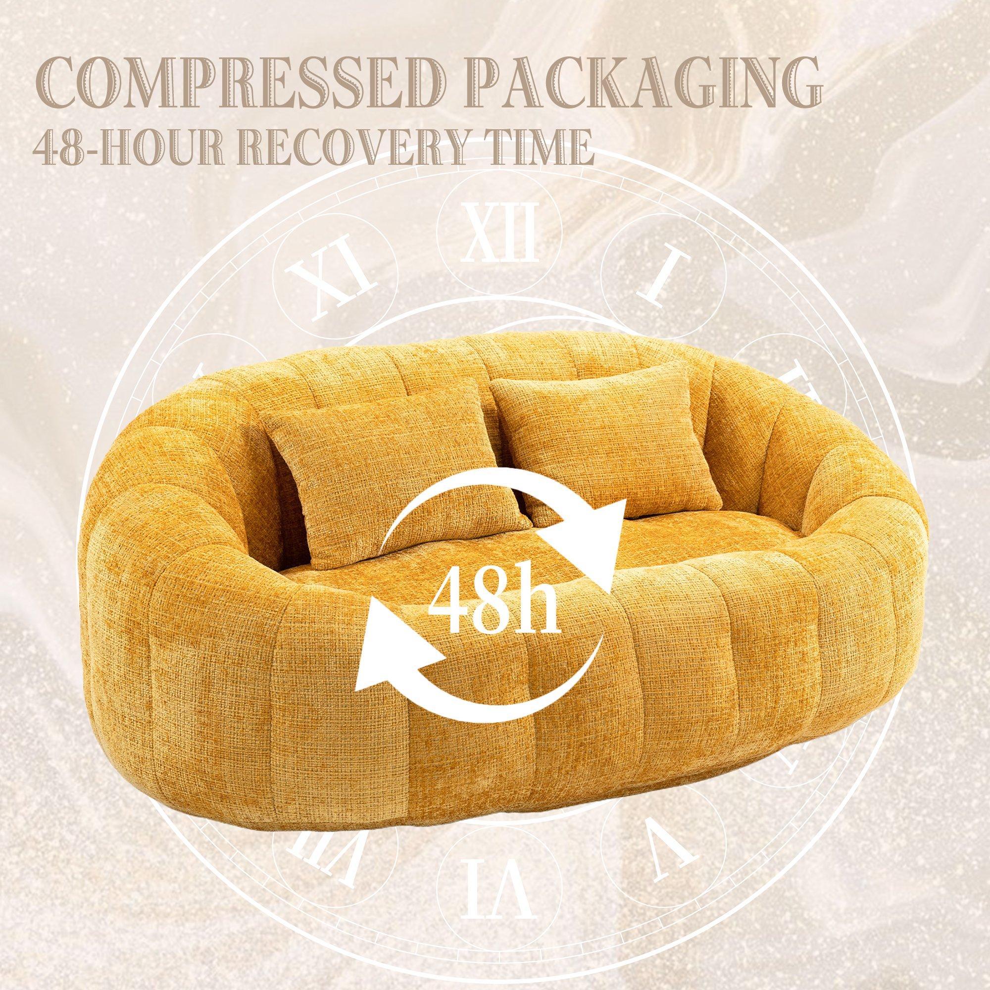 Yellow - Urban Meuble - Chenille Memory Foam Bean Bag Loveseat Sofa - 7