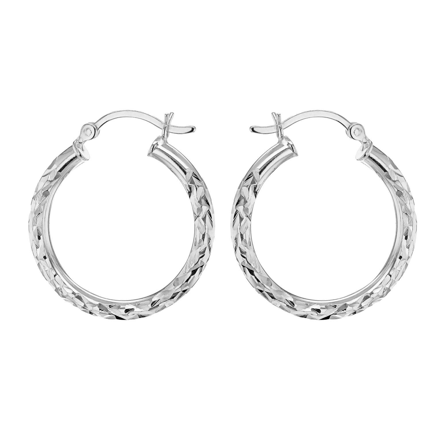 Silver - Be You - Sterling Silver Diamond Cut Hoops - 1