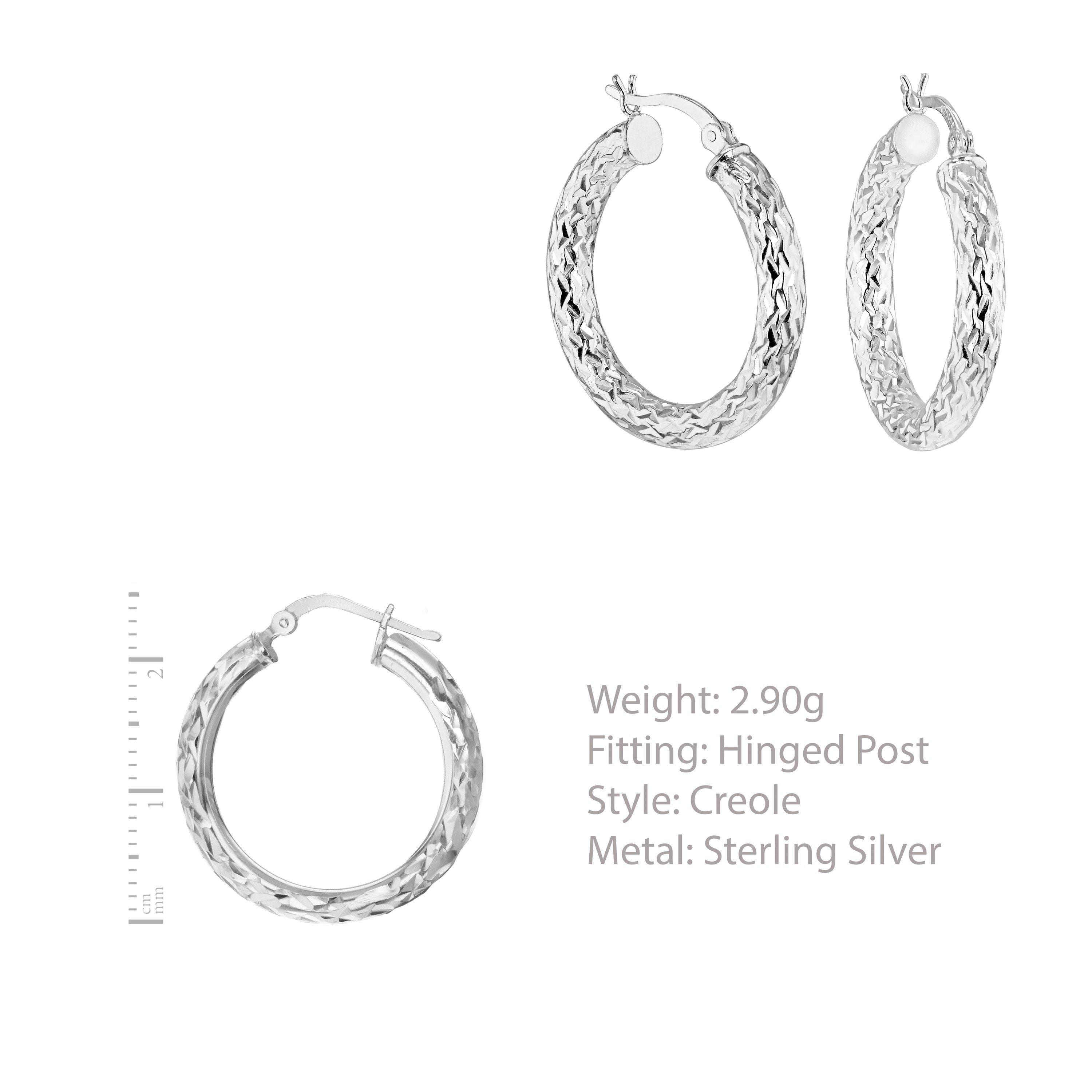 Silver - Be You - Sterling Silver Diamond Cut Hoops - 3