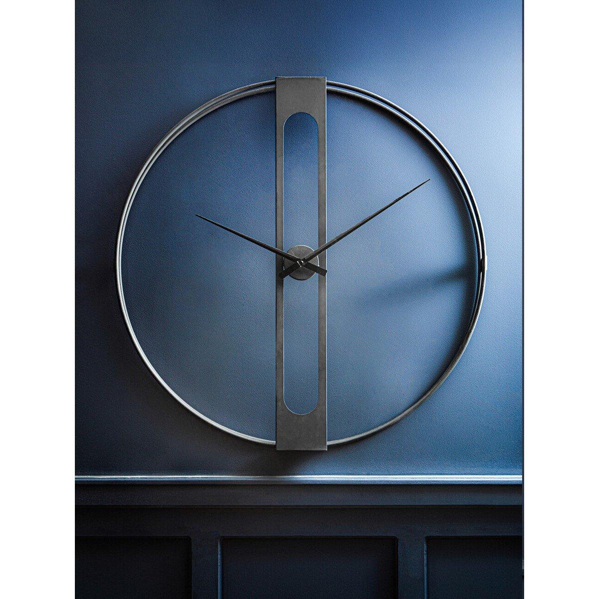 Black - Premier Housewares - Beauly 107cm Dia Black Metal Wall Clock - 2