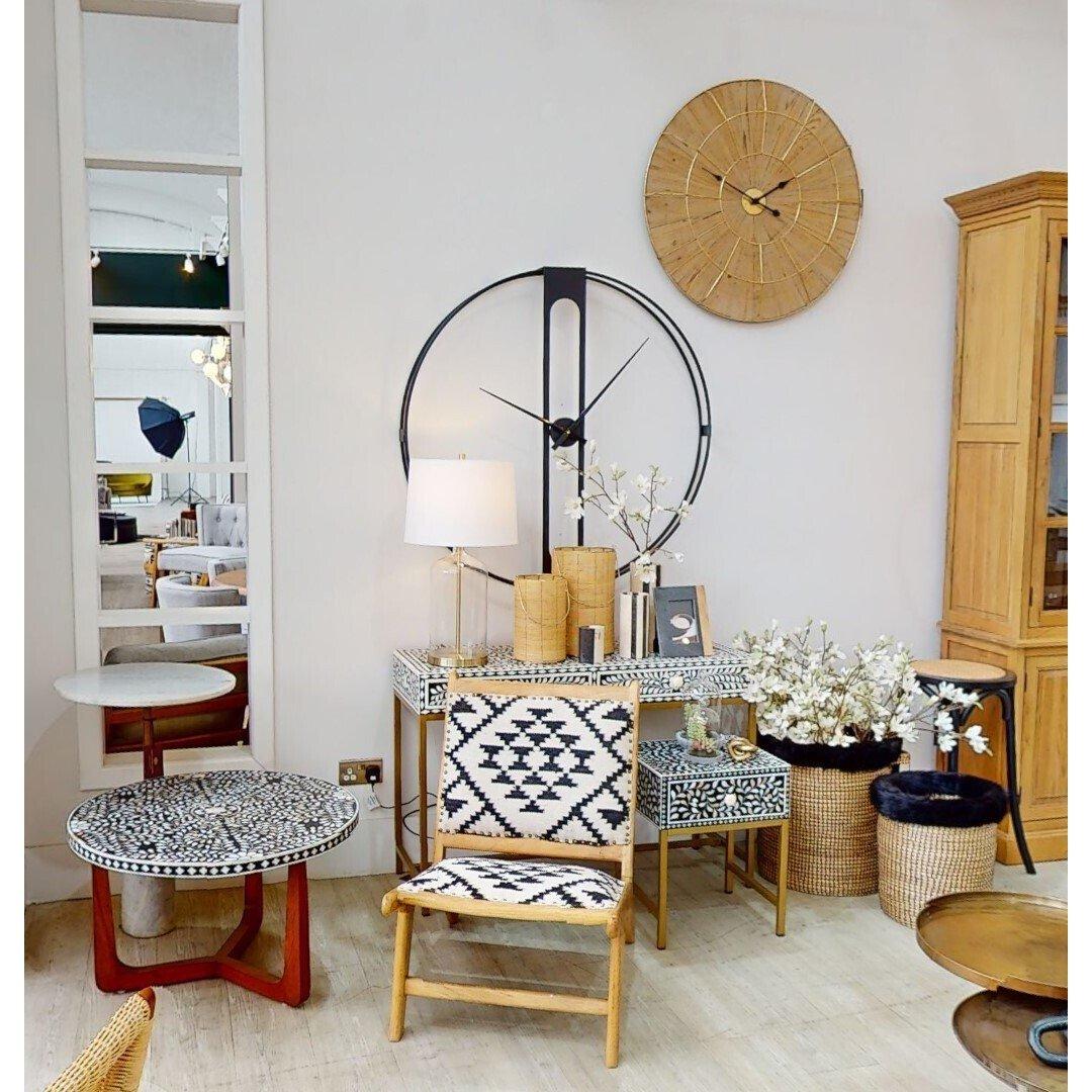 Black - Premier Housewares - Beauly 107cm Dia Black Metal Wall Clock - 3